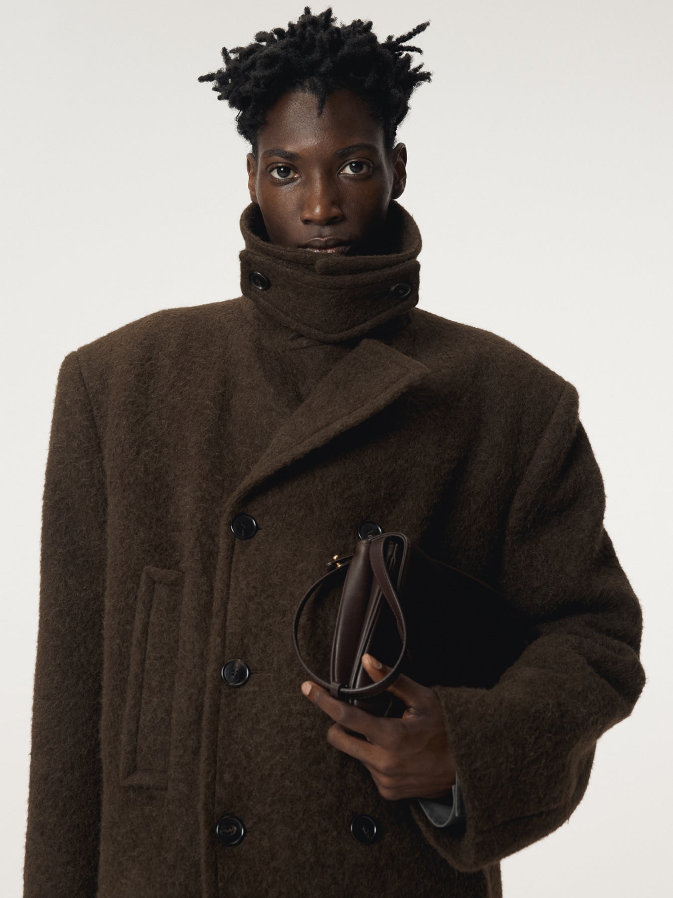 Recto - Lama Wool Vintage Pea Coat (Khaki Brown) product image 6 | TRAB K-Fashion Australia