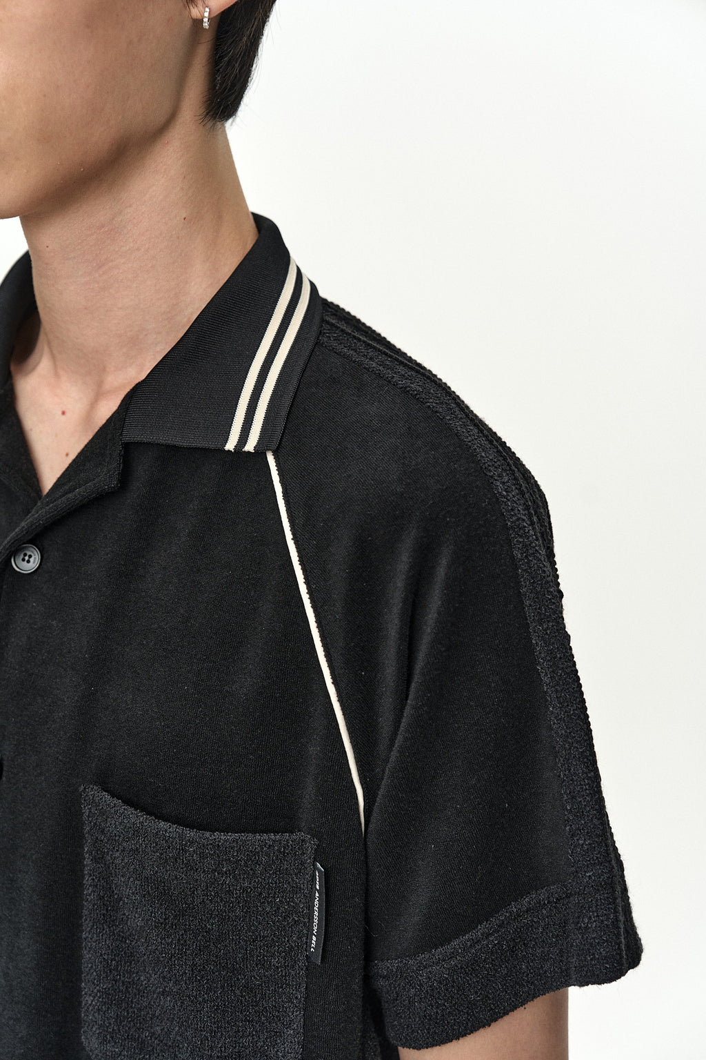 Andersson Bell - Lagos Terry Open Collar Shirt (Black) product image 6 | TRAB K-Fashion Australia
