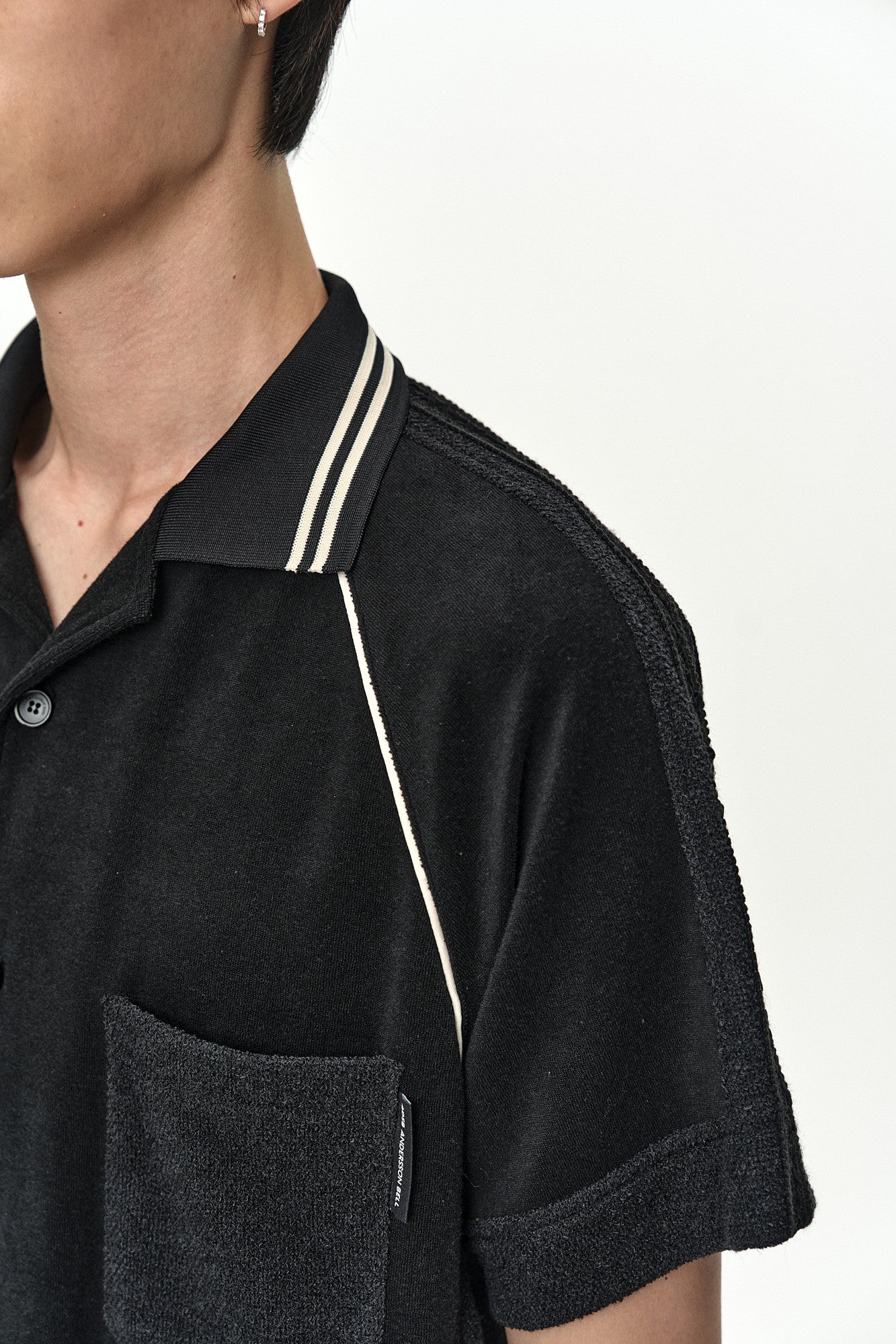Andersson Bell - Lagos Terry Open Collar Shirt (Black) product image 6 | TRAB K-Fashion Australia