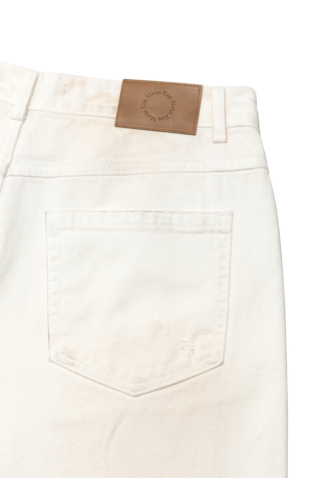 Matin Kim - Embo Washed Denim Pants (Ivory) product image 6 | TRAB K-Fashion Australia