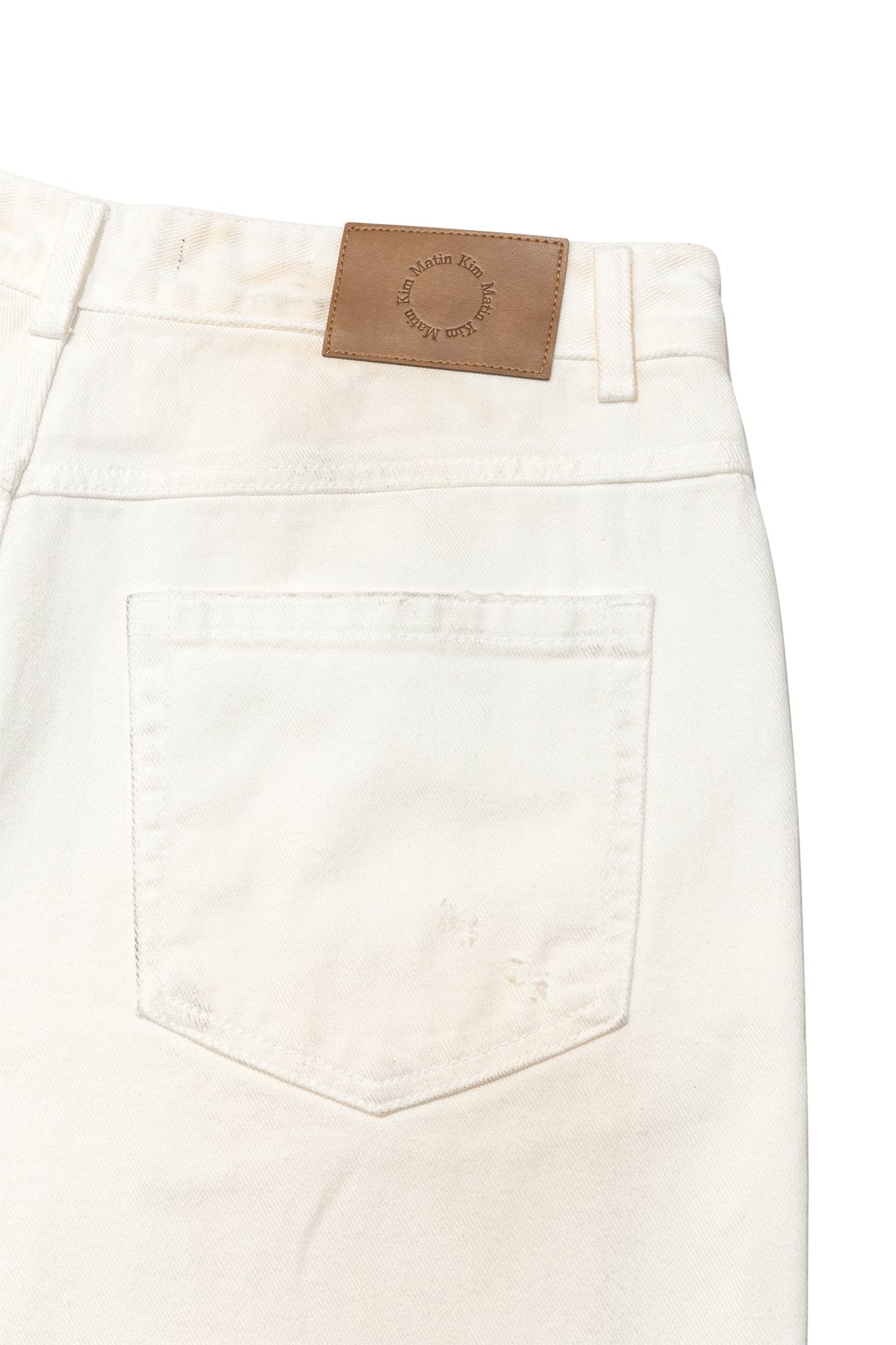 Matin Kim - Embo Washed Denim Pants (Ivory) product image 6 | TRAB K-Fashion Australia