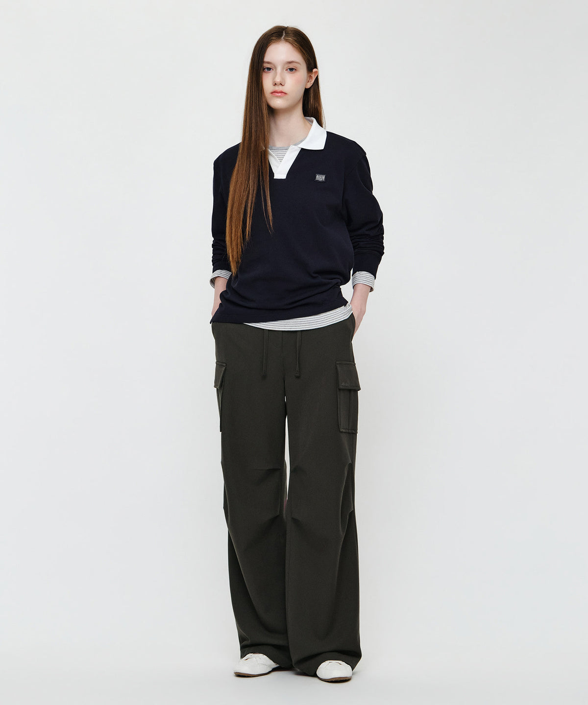Marithe & Francois Girbaud - Collar Pique Long Sleeve Tee (Navy) product image 4 | TRAB K-Fashion Australia