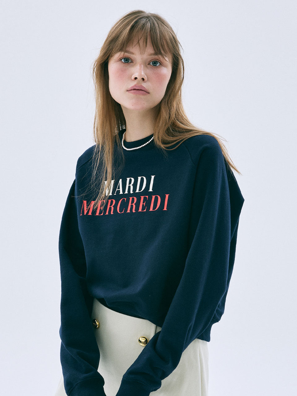 Mardi Mercredi - Sweatshirt Raglan La Typo Francaise (Navy) product image 1 | TRAB K-Fashion Australia