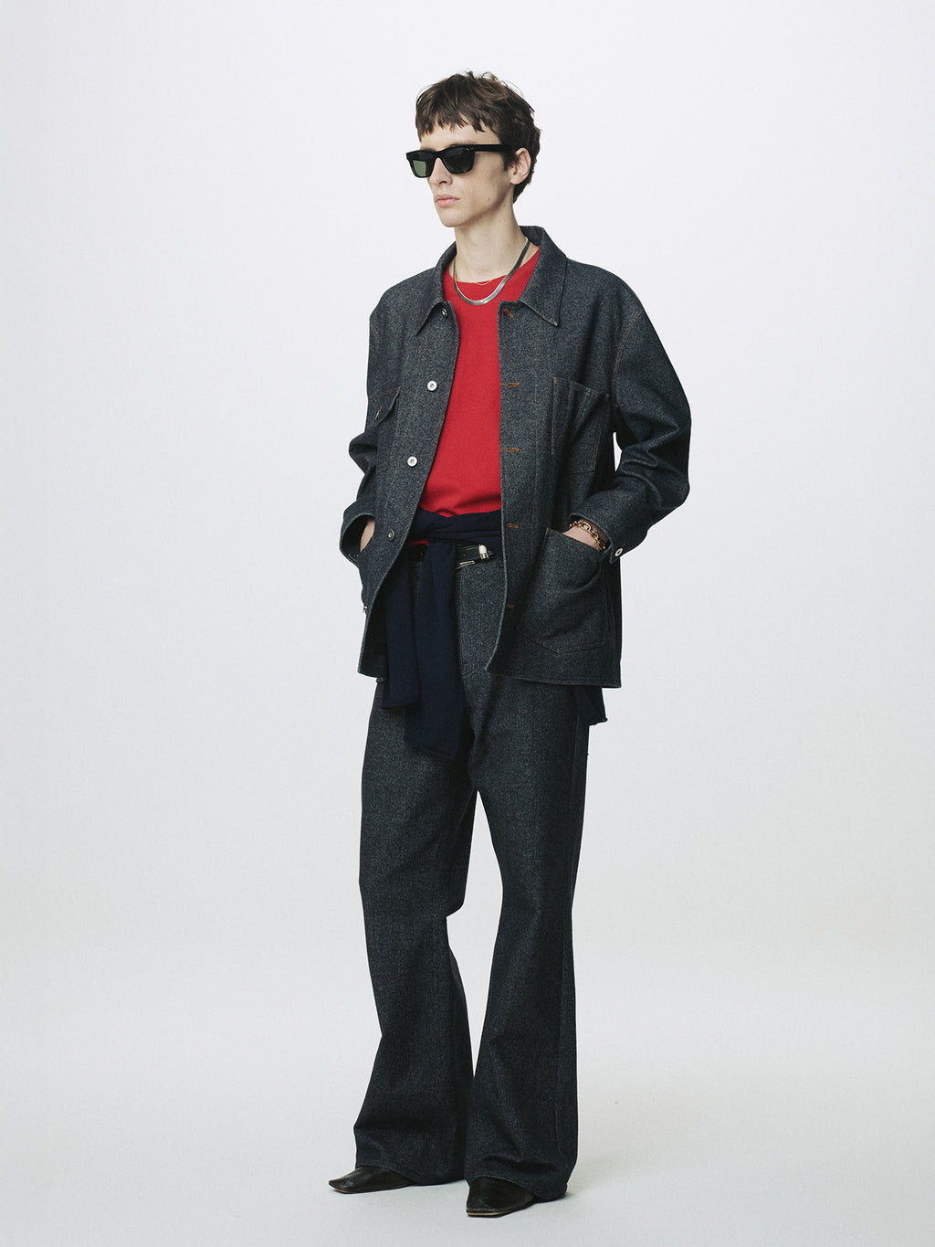 Tonywack - Wool Denim Loose Flared Jeans (Dark Indigo) product image 9 | TRAB K-Fashion Australia