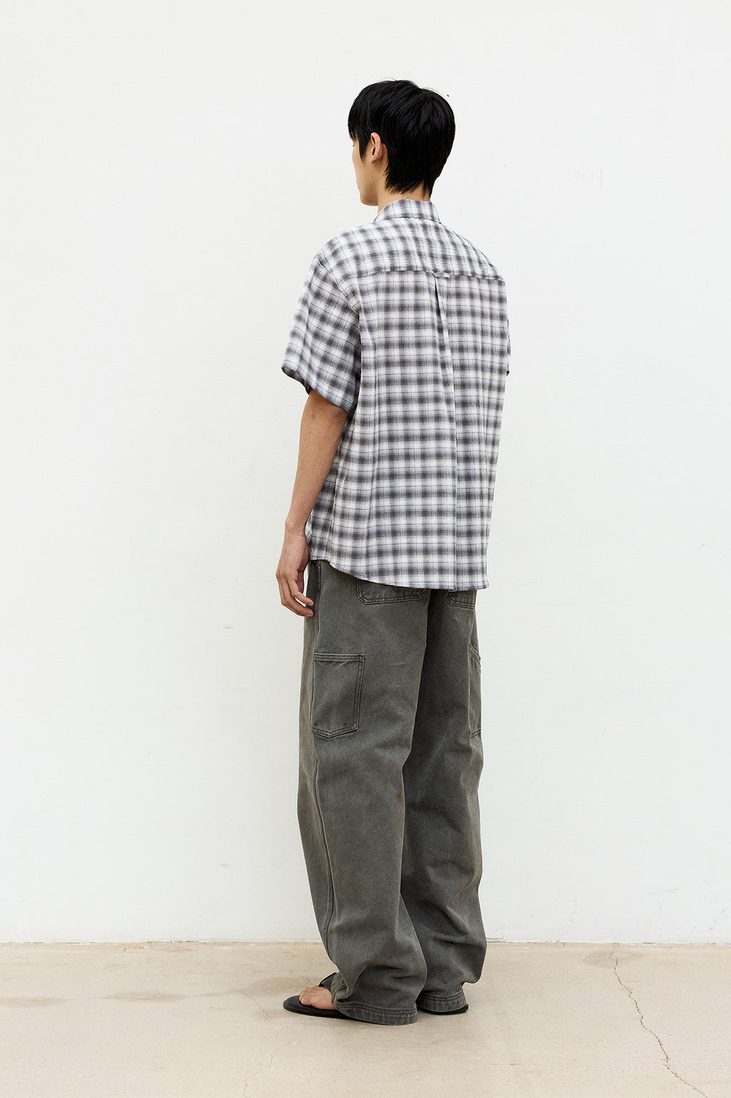 Coor - Ombre Creased Check Half Shirt (Light Blue) product image 4 | TRAB K-Fashion Australia