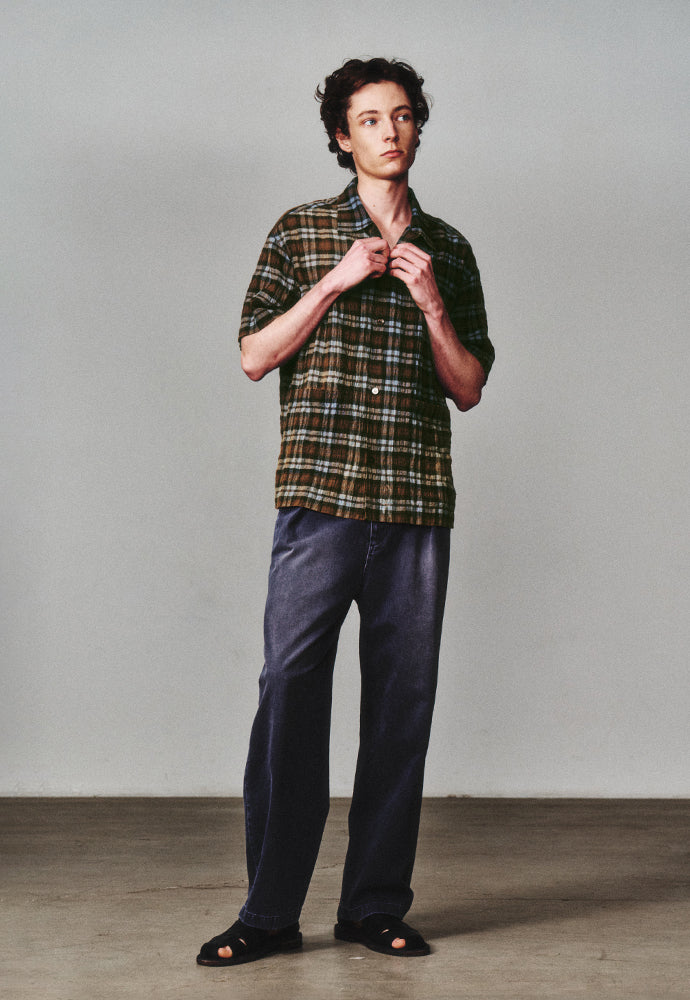 Art if acts - Check Two Pocket Half Shirt (Blue/Brown) product image 4 | TRAB K-Fashion Australia