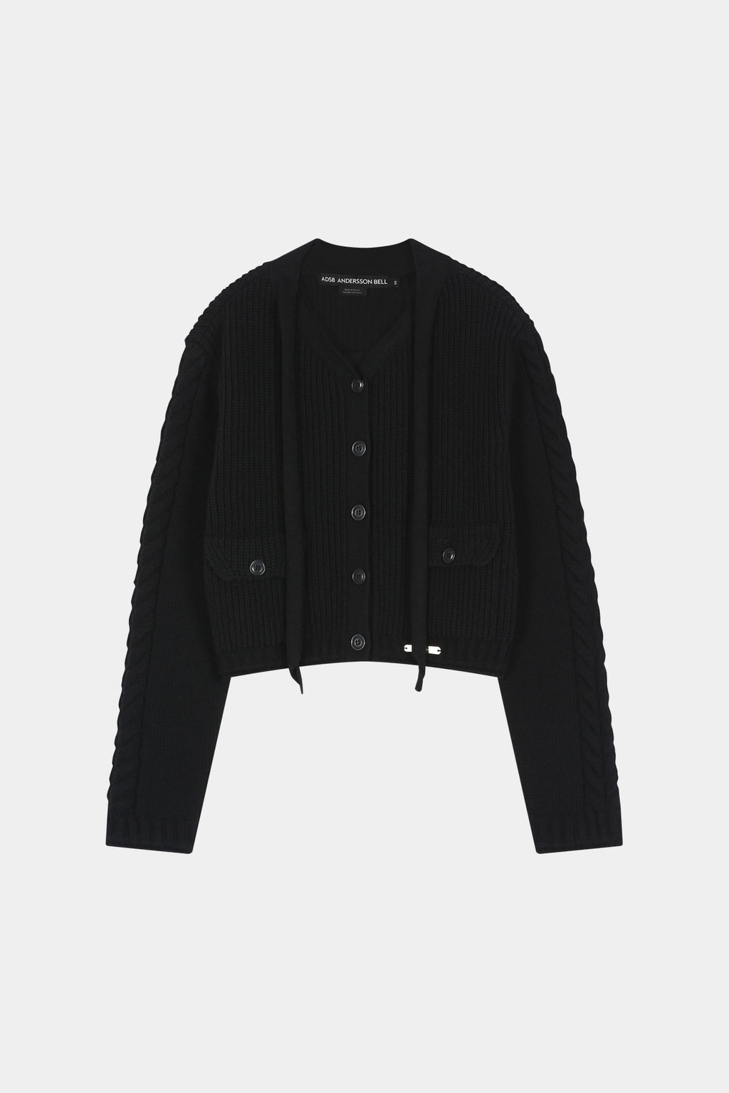 Andersson Bell - Scarf Tie Knit Cardigan (Black) product image 8 | TRAB K-Fashion Australia
