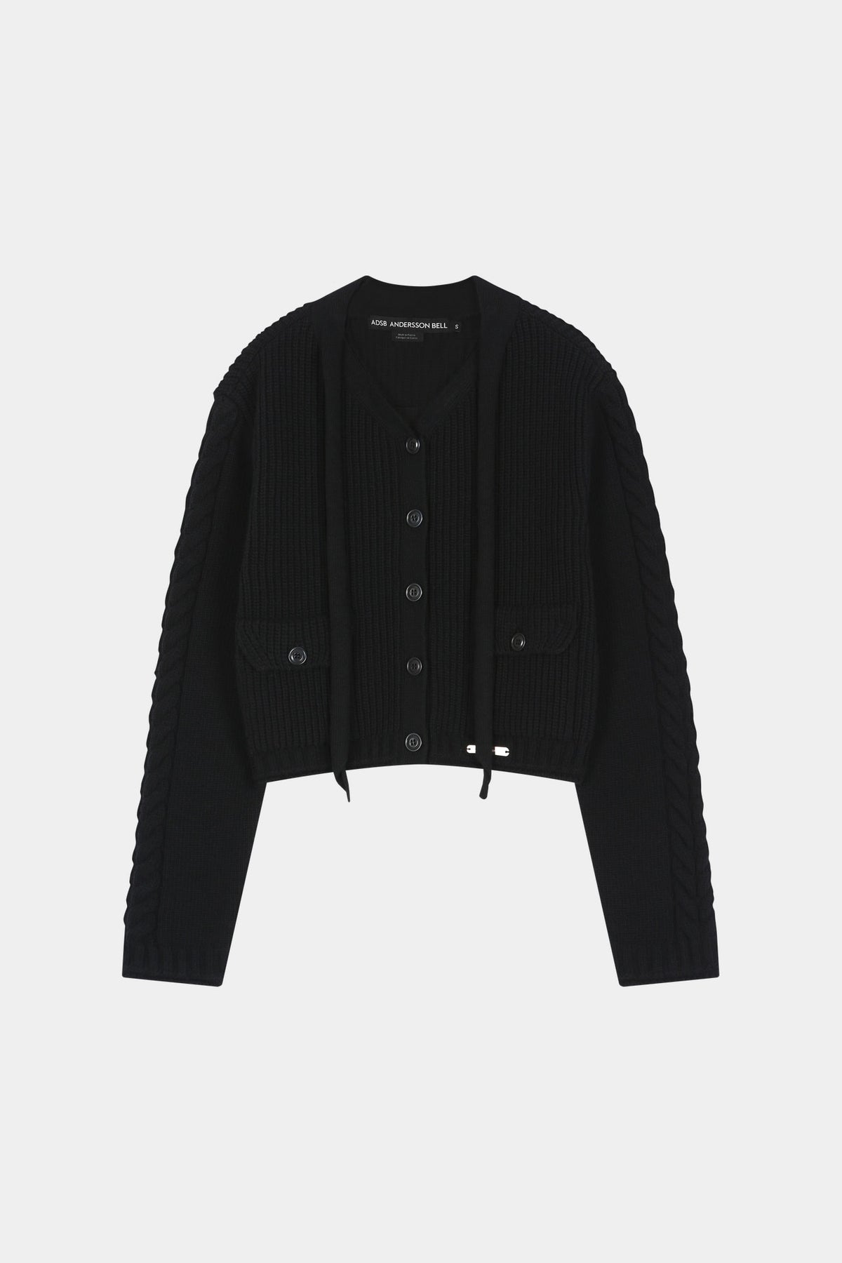 Andersson Bell - Scarf Tie Knit Cardigan (Black) product image 8 | TRAB K-Fashion Australia