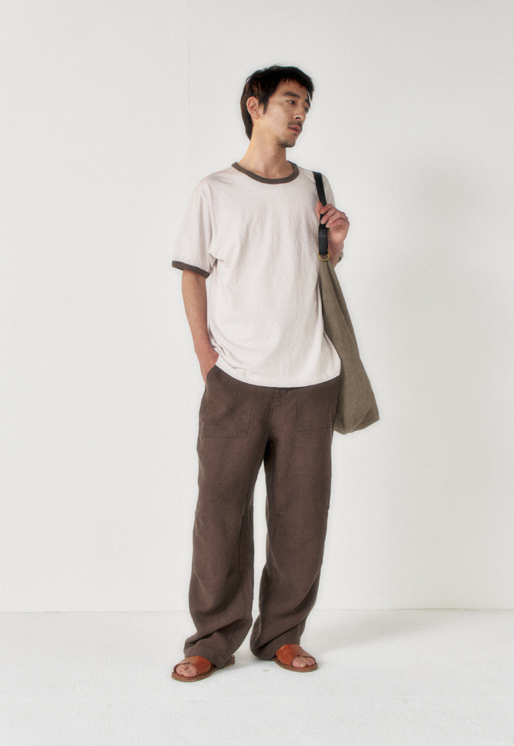 Art if acts - Slub Ringer Tee (Oat/Brown) product image 5 | TRAB K-Fashion Australia