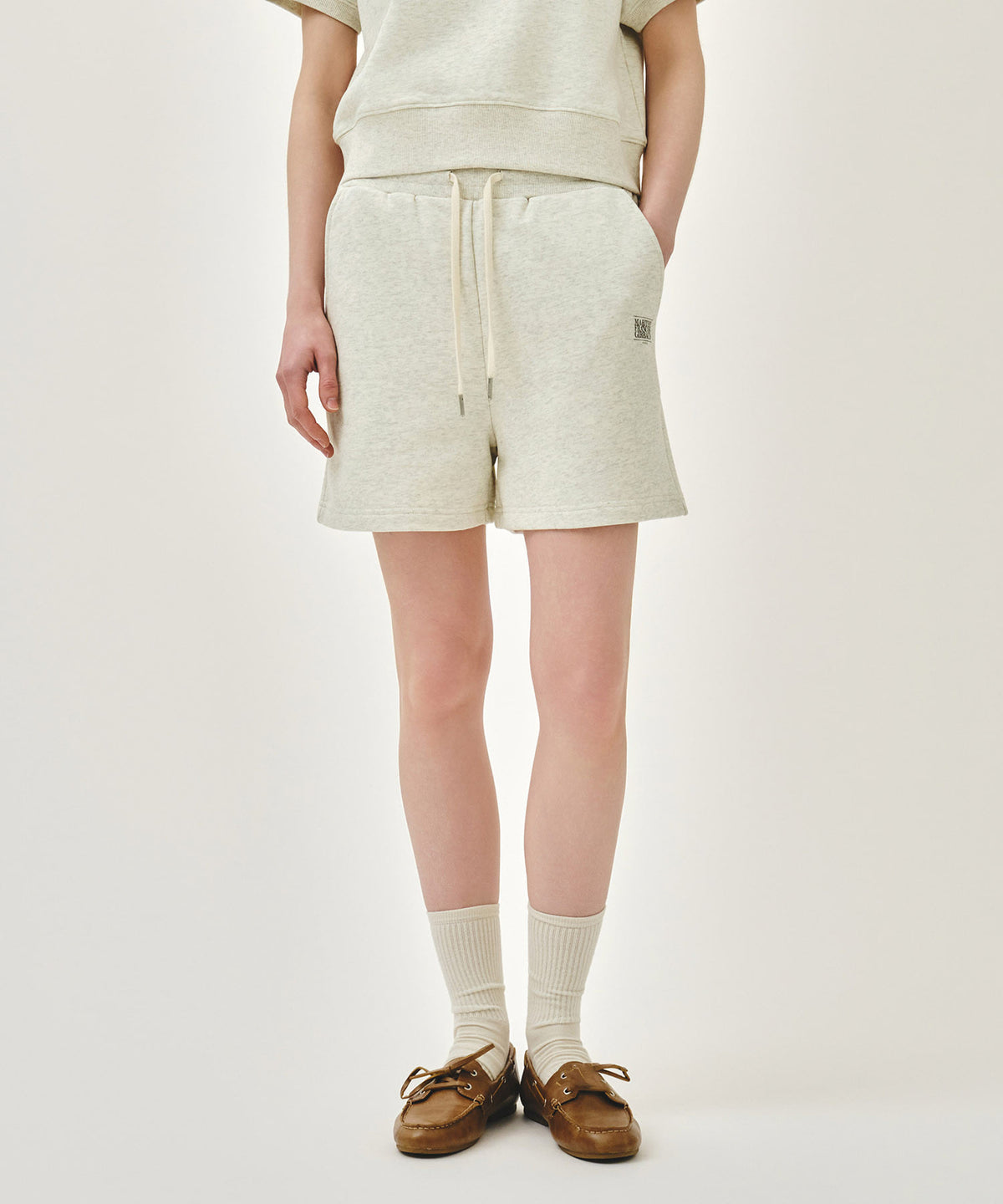 Marithe & Francois Girbaud - Vintage Classic Logo Sweat Shorts (Oatmeal) product image 2 | TRAB K-Fashion Australia
