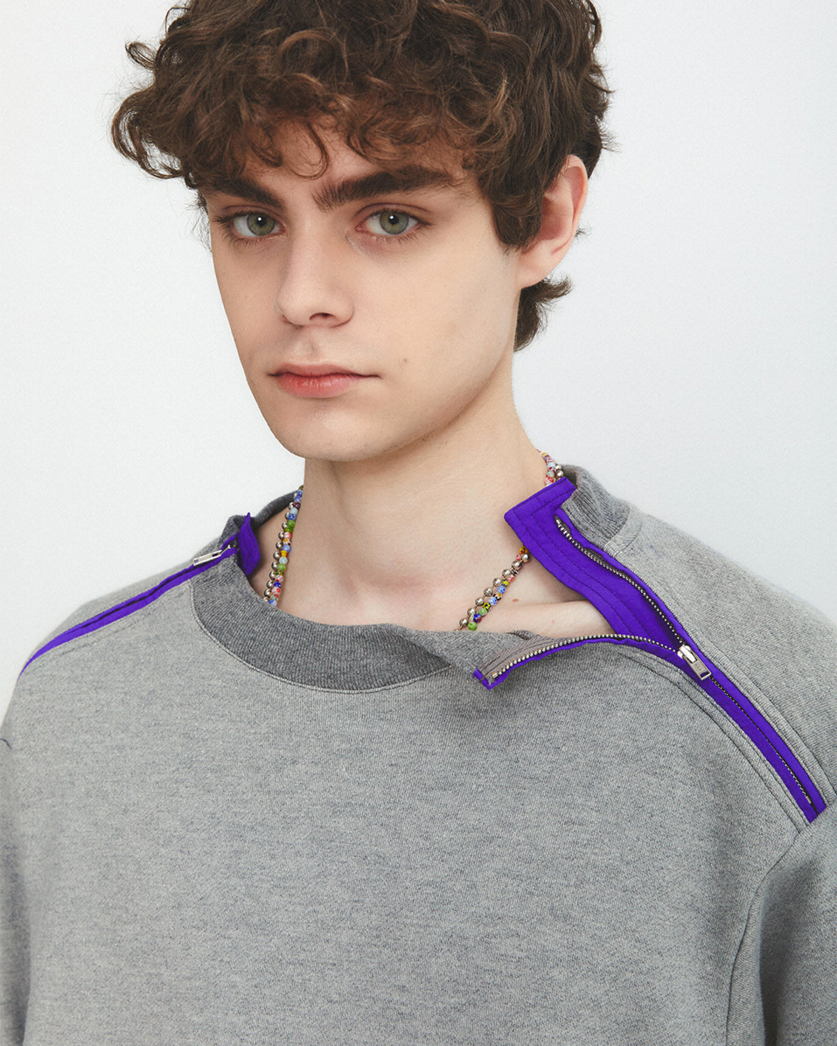 Eastlogue - Army Double Zip Sweatshirt (Melange Grey) product image 3 | TRAB K-Fashion Australia