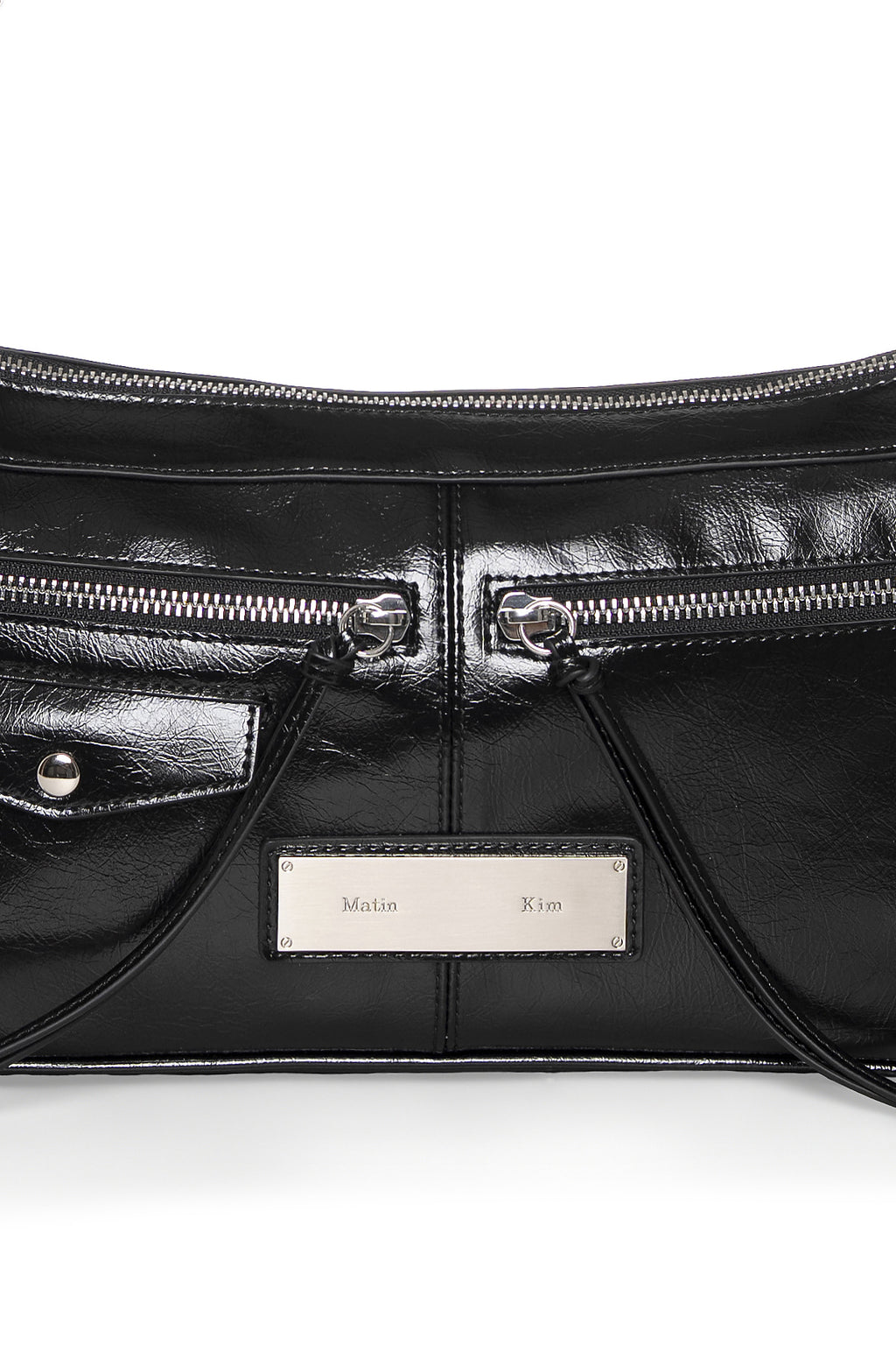 Matin Kim - Side Buckle Biker Shoulder Bag (Black) product image 4 | TRAB K-Fashion Australia