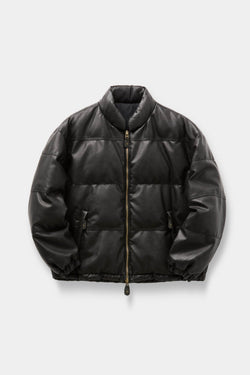 Coor - Fake Leather Wash Crop Down Puffer (Black) product image 1 | TRAB K-Fashion Australia