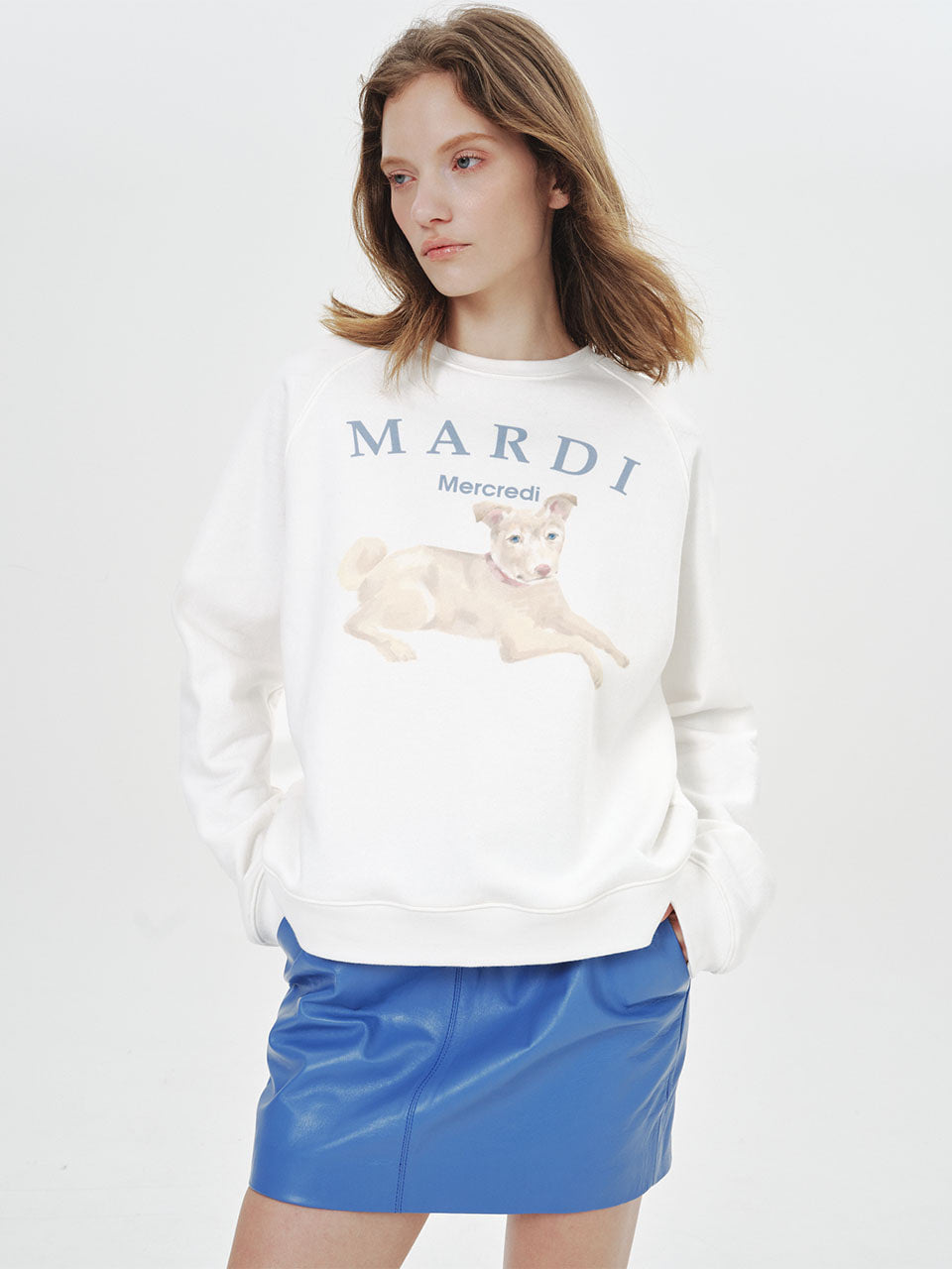 Mardi Mercredi - Sweatshirt Raglan Nez Tout Rose 01 (Ivory Ashblue) product image 1 | TRAB K-Fashion Australia