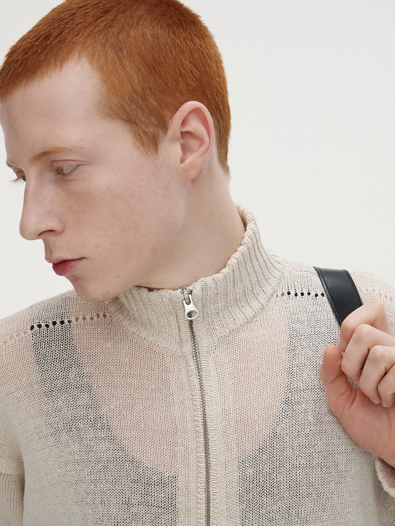 Tonywack - Linen Full Zip Knitted Jumper (Ivory) product image 8 | TRAB K-Fashion Australia