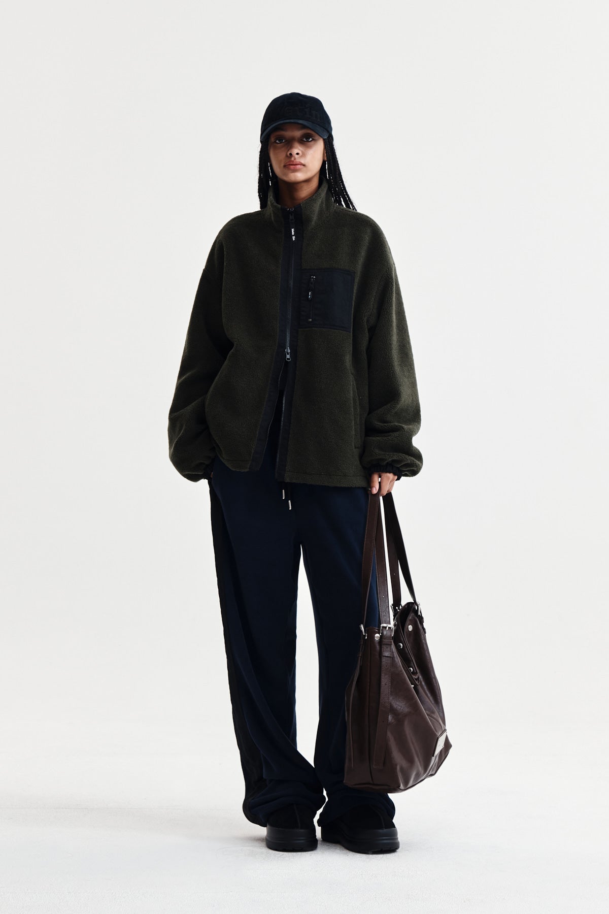 Matin Kim - Reversible Sherpa Zip Up (Khaki) product image 14 | TRAB K-Fashion Australia