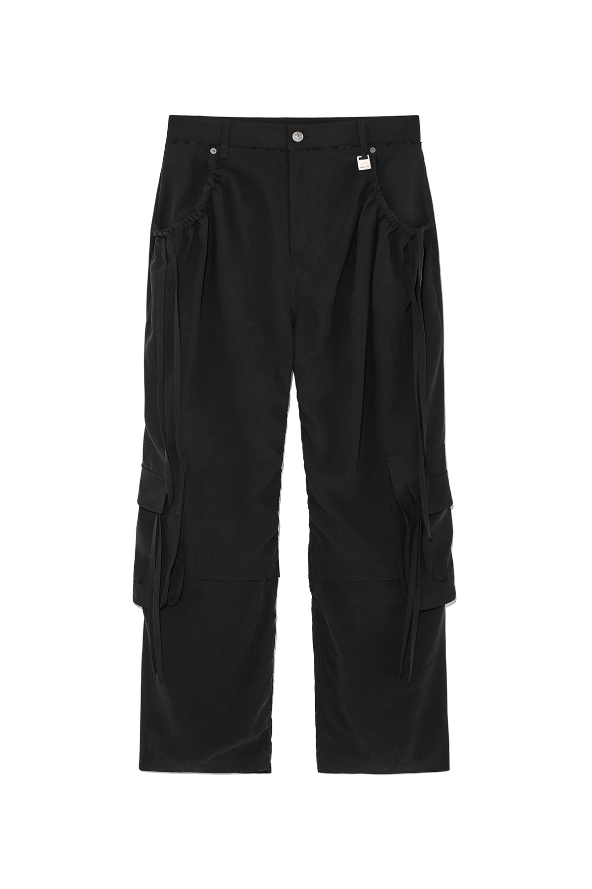 Matin Kim - String Pocket Wide Cargo Pants (Black) product image 1 | TRAB K-Fashion Australia
