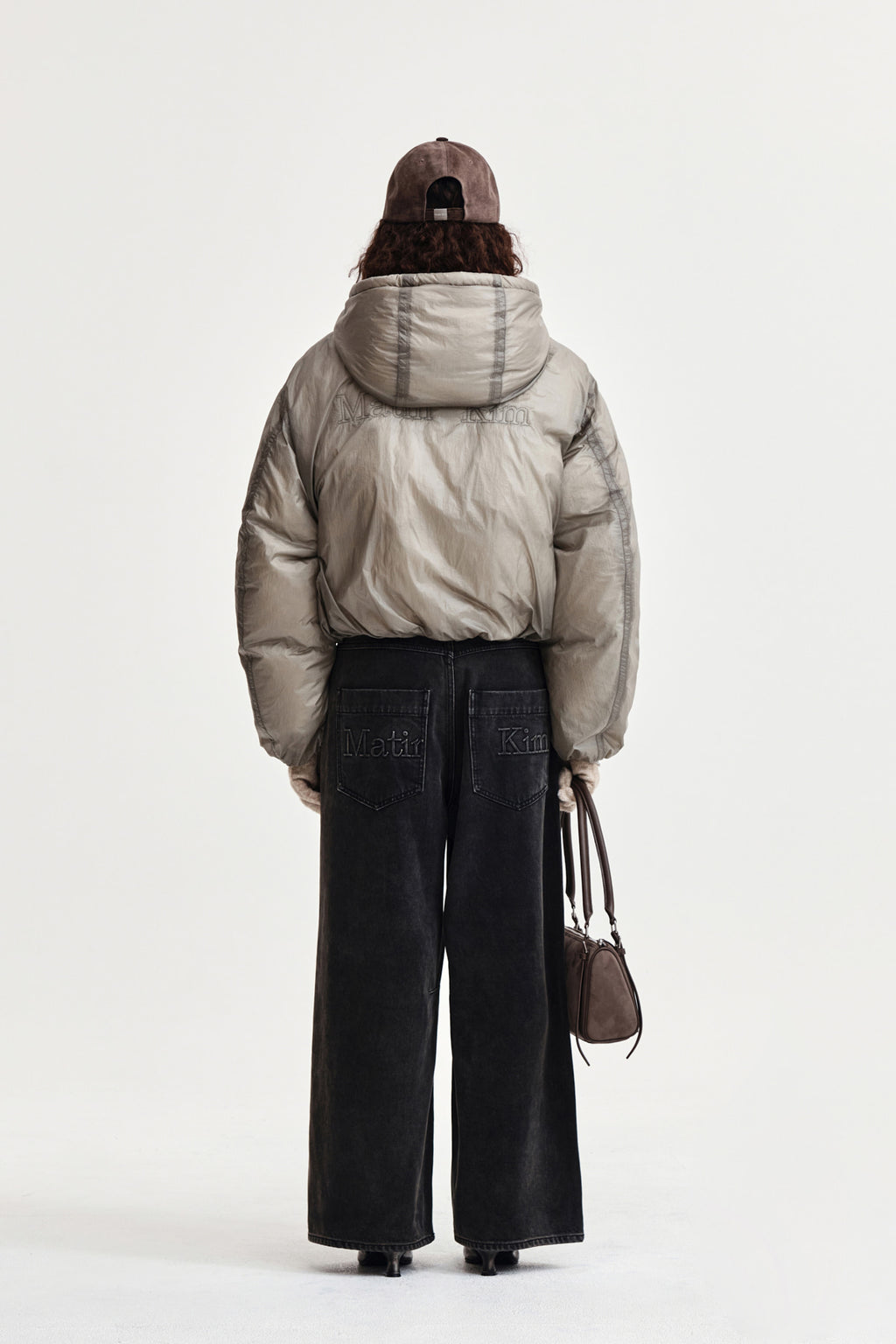 Matin Kim - Back Logo Hoody Short Down Jumper (Beige) product image 7 | TRAB K-Fashion Australia