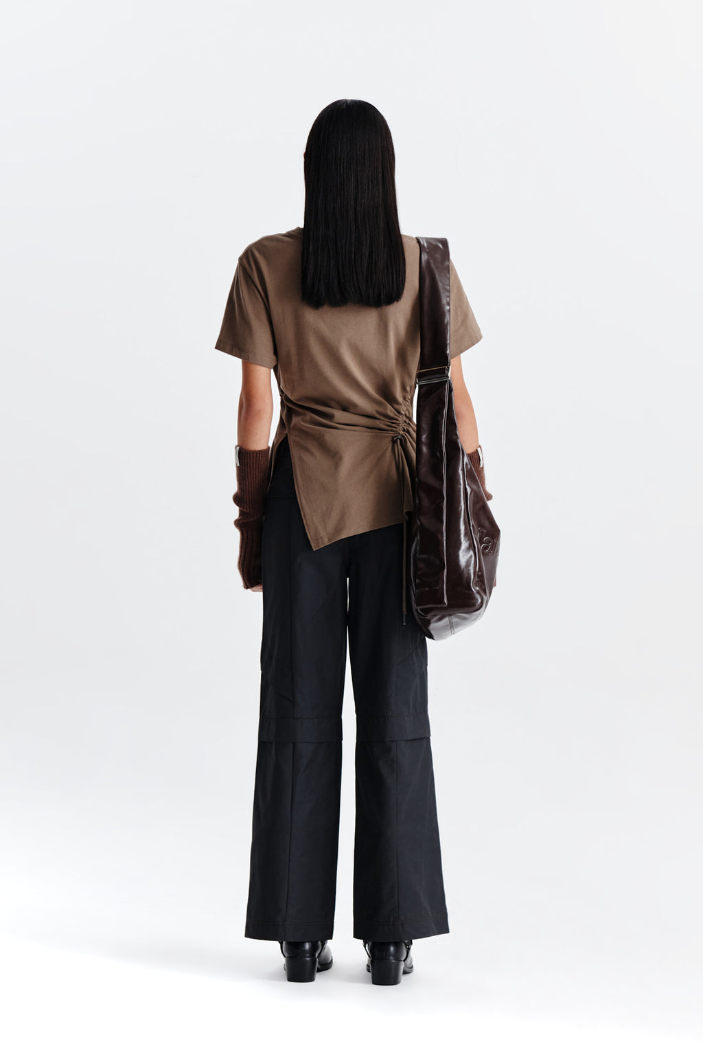 Matin Kim - Knee Point Tuck Wide Pants (Charcoal) product image 7 | TRAB K-Fashion Australia