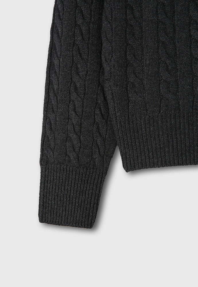 Tonywack - Super Fine Wool Cable Knit Zip-Up (Dark Grey) product image 9 | TRAB K-Fashion Australia