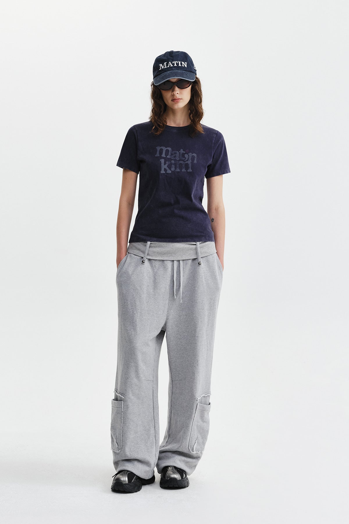 Matin Kim - Round Logo Graffiti Slim Top (Navy) product image 9 | TRAB K-Fashion Australia