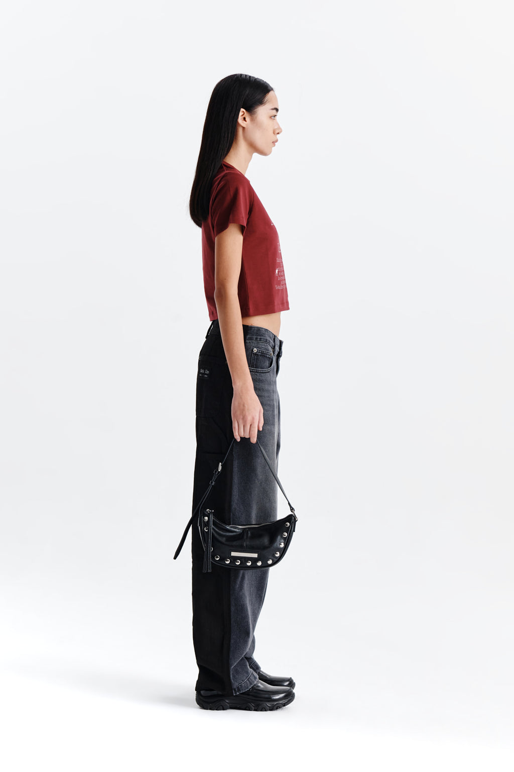 Matin Kim - Dazzle Lettering Crop Top (Burgundy) product image 6 | TRAB K-Fashion Australia