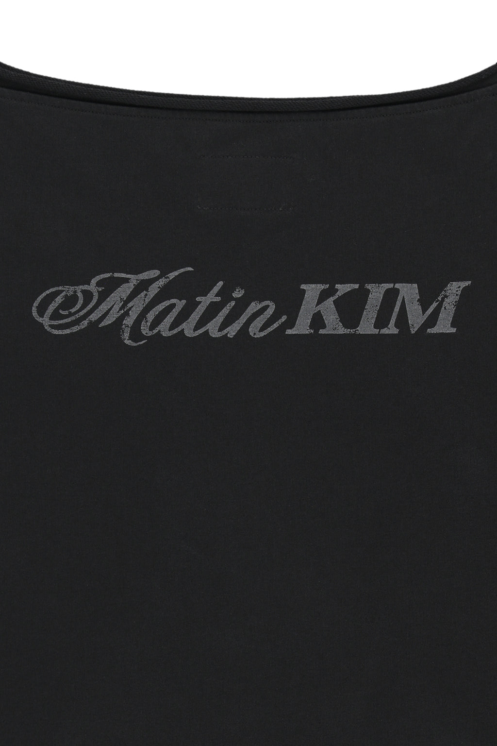 Matin Kim - Back Logo Raw Cut Boat Neck Top (Black) product image 5 | TRAB K-Fashion Australia