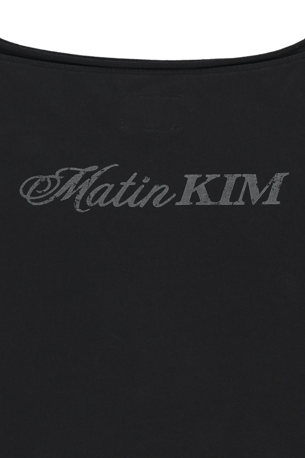 Matin Kim - Back Logo Raw Cut Boat Neck Top (Black) product image 5 | TRAB K-Fashion Australia