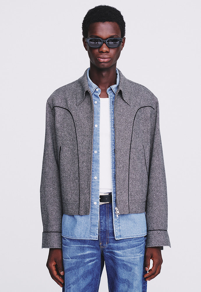 Tonywack - Caviar Wool Flannel Piping Western Jacket (Tweed Grey) product image 6 | TRAB K-Fashion Australia
