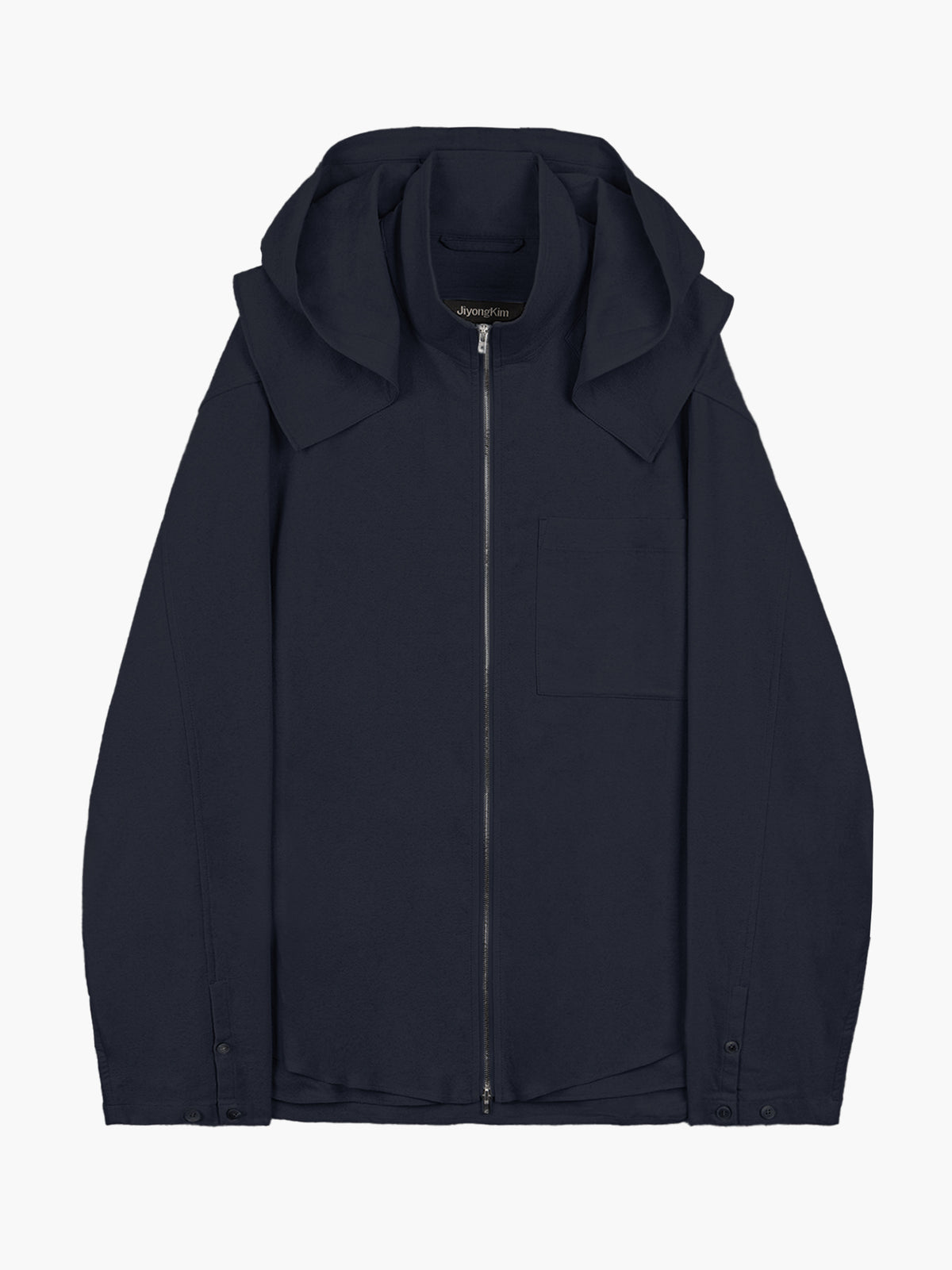 Jiyong Kim - Hooded Layered Zip-Up Shirt (Navy) product image 8 | TRAB K-Fashion Australia