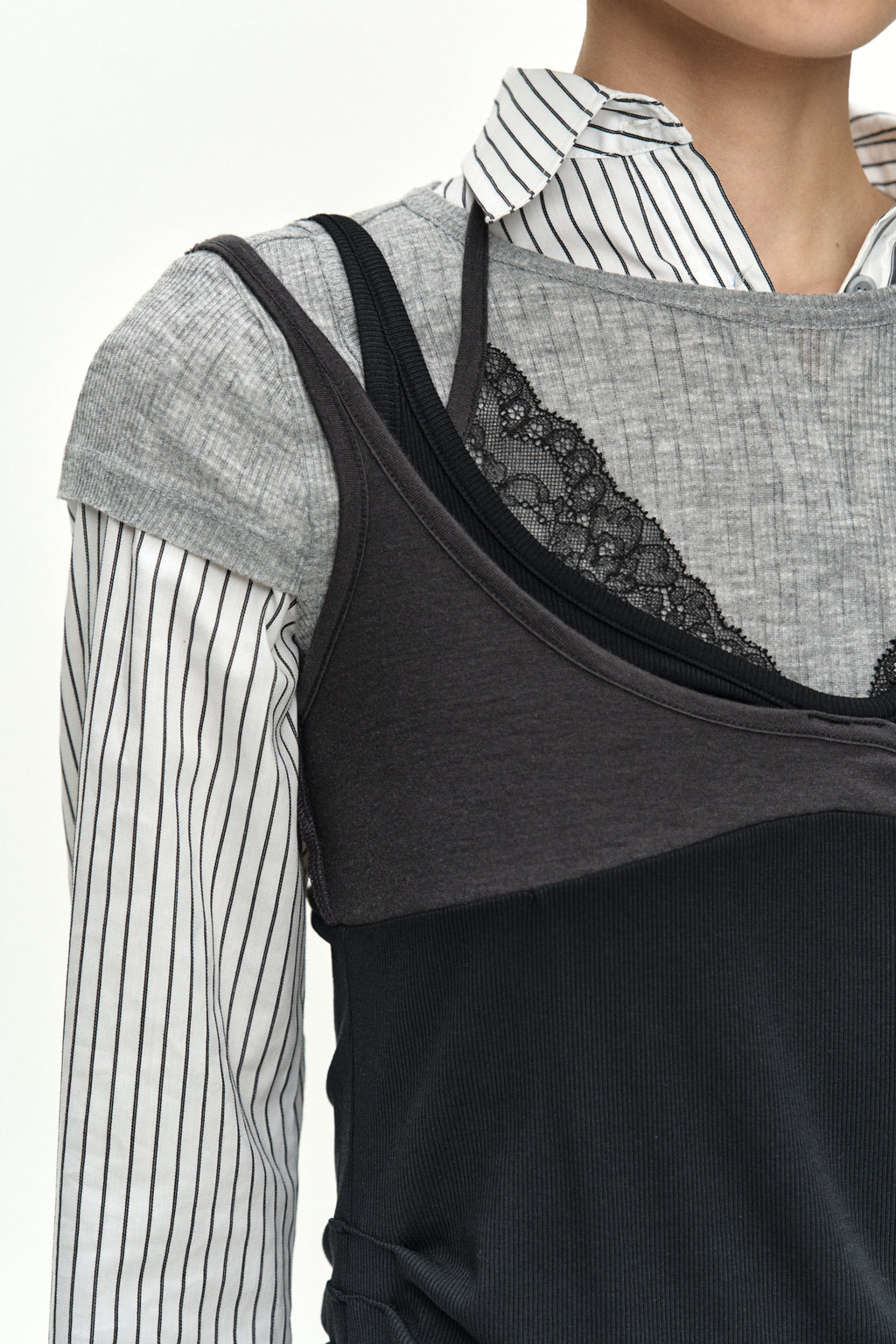 Andersson Bell - [Pre-Order – Ships June 8] Upside-Down Layered T-Shirt (Grey/Black) product image 8 | TRAB K-Fashion Australia