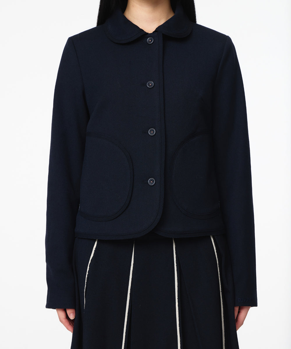 Coyseio - Rounded Raw Hem Jacket (Navy) product image 4 | TRAB K-Fashion Australia