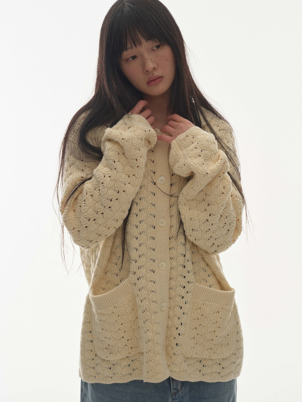 Coyseio - Wave Knit Cardigan (Ivory) product image 6 | TRAB K-Fashion Australia