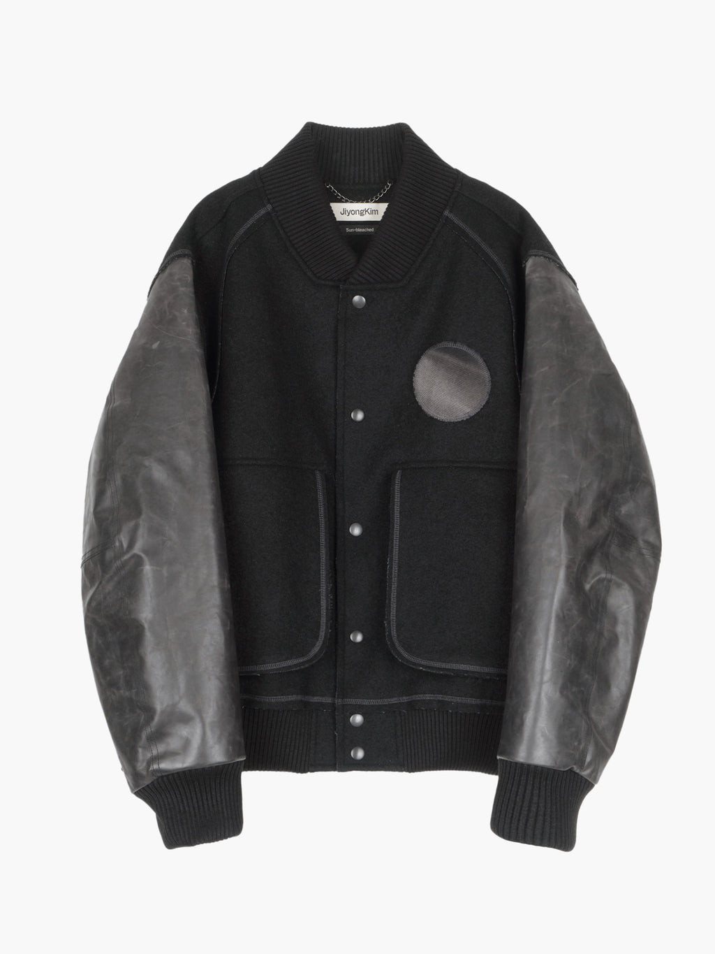 Jiyong Kim - Sun-Bleached Wool Varsity Jacket (Black) product image 11 | TRAB K-Fashion Australia