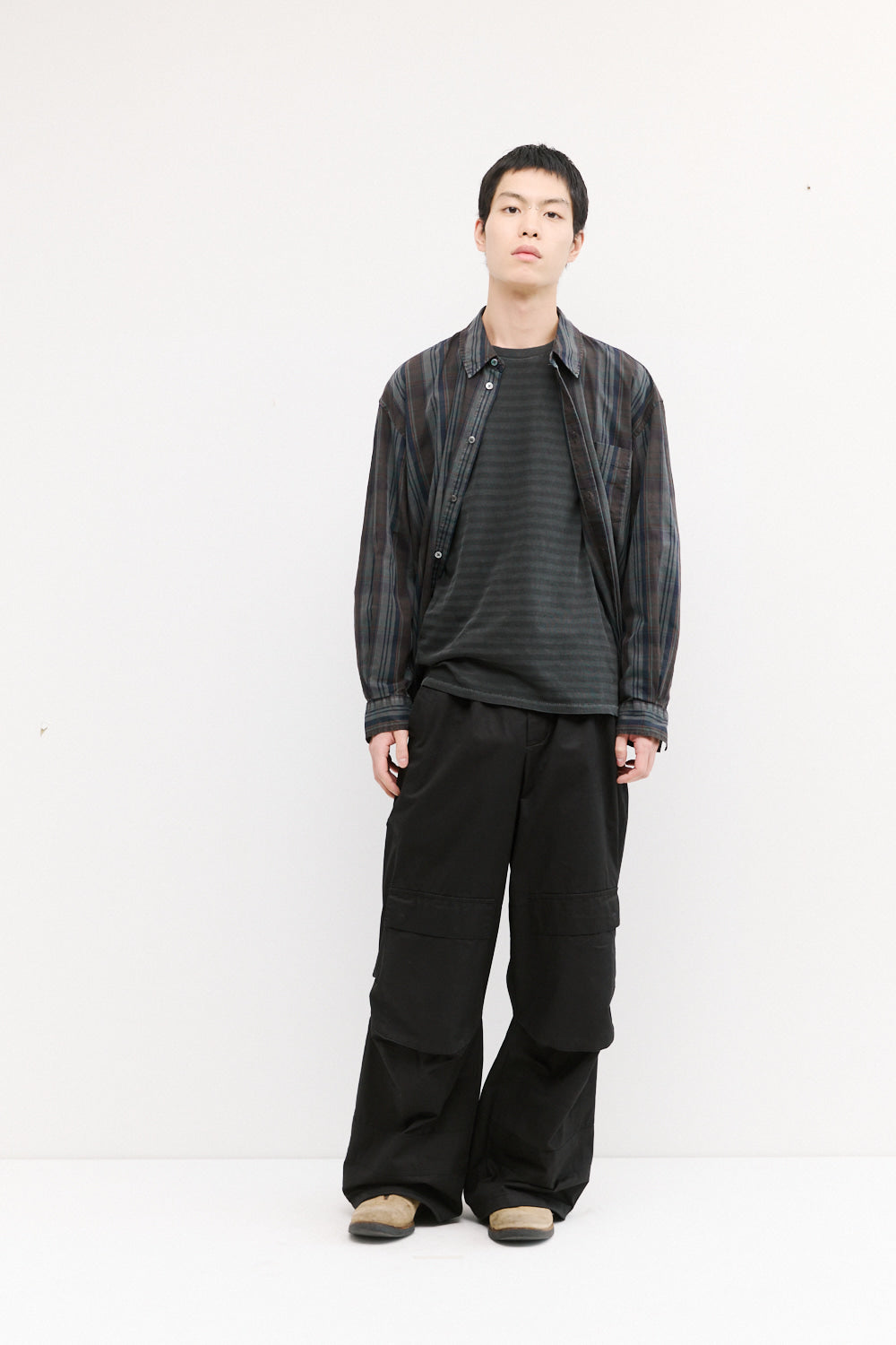 Hatchingroom - Classic Shirt Multi Stripe Dyed (Charcoal) product image 7 | TRAB K-Fashion Australia