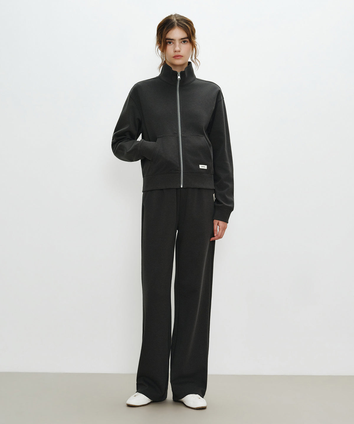 Marithe & Francois Girbaud - Basic High Neck Zipup (Charcoal) product image 5 | TRAB K-Fashion Australia