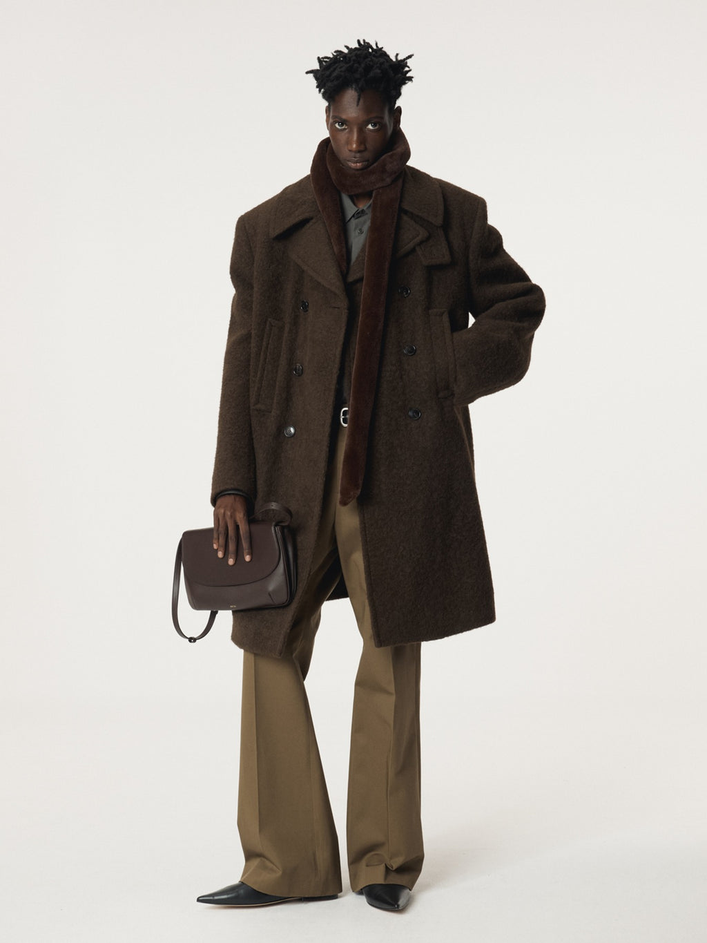 Recto - Lama Wool Vintage Pea Coat (Khaki Brown) product image 1 | TRAB K-Fashion Australia