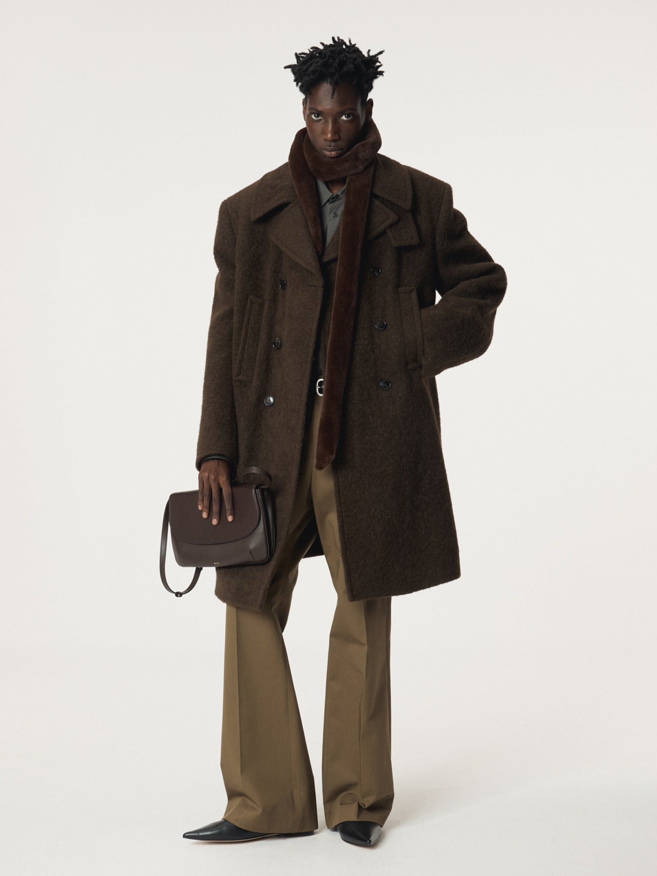 Recto - Lama Wool Vintage Pea Coat (Khaki Brown) product image 1 | TRAB K-Fashion Australia