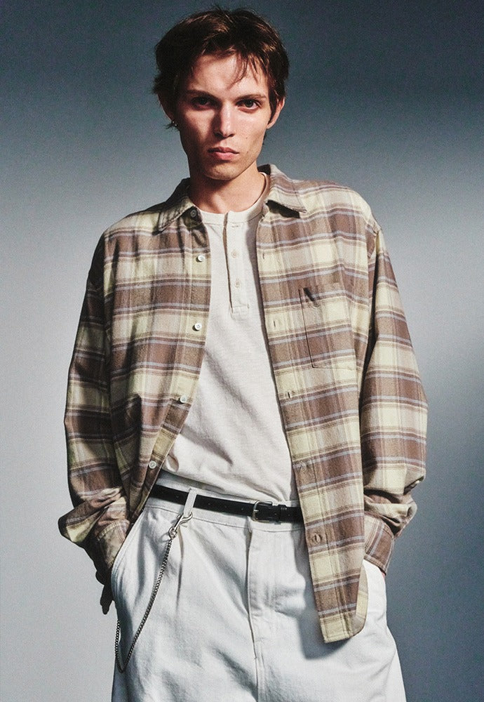 Art if acts - French Flannel Check Shirt (Vanilla Sky) product image 1 | TRAB K-Fashion Australia