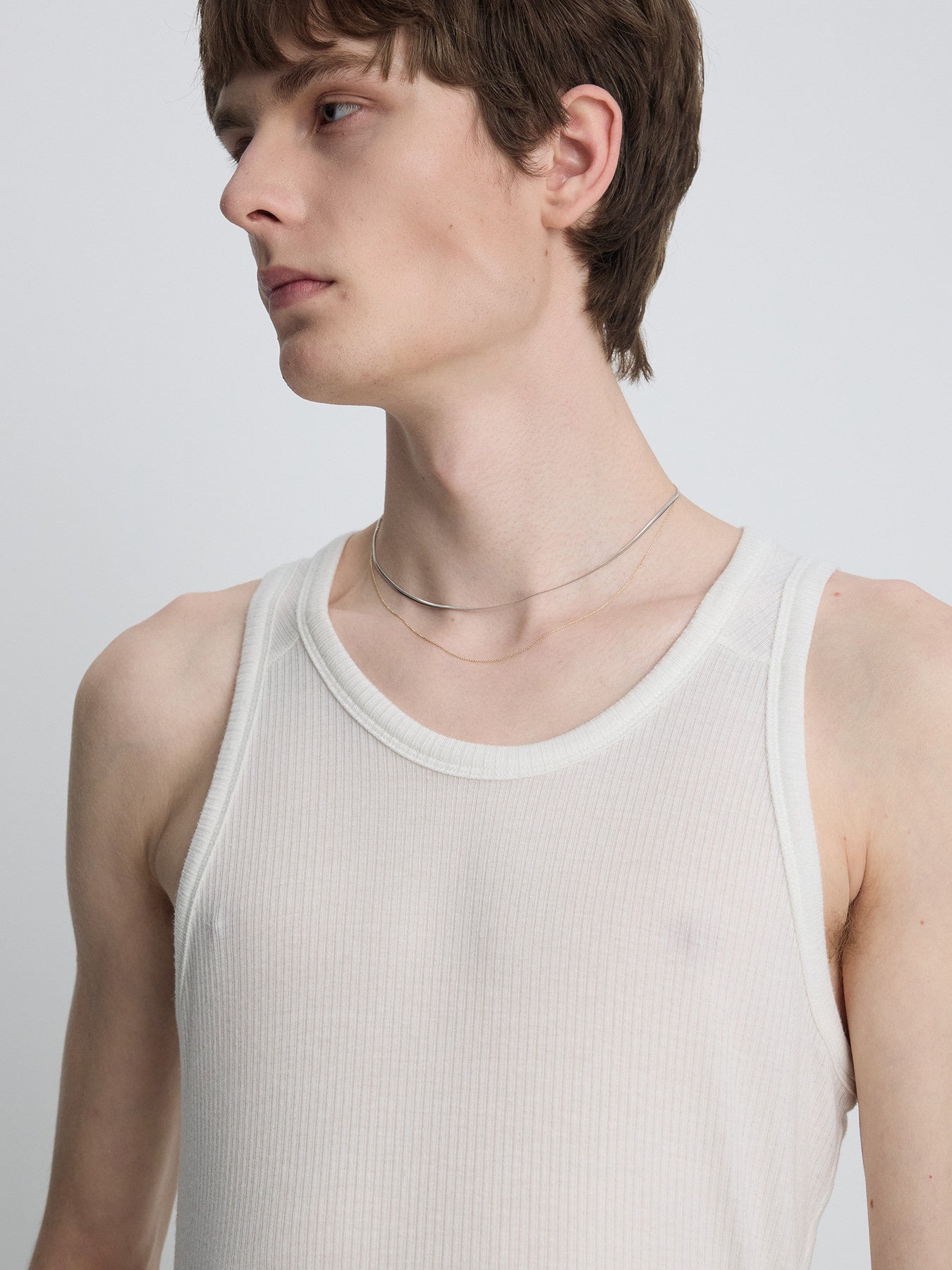 Tonywack - Silk Lyocell Rib Tank Top Japanese Fabric (White) product image 5 | TRAB K-Fashion Australia