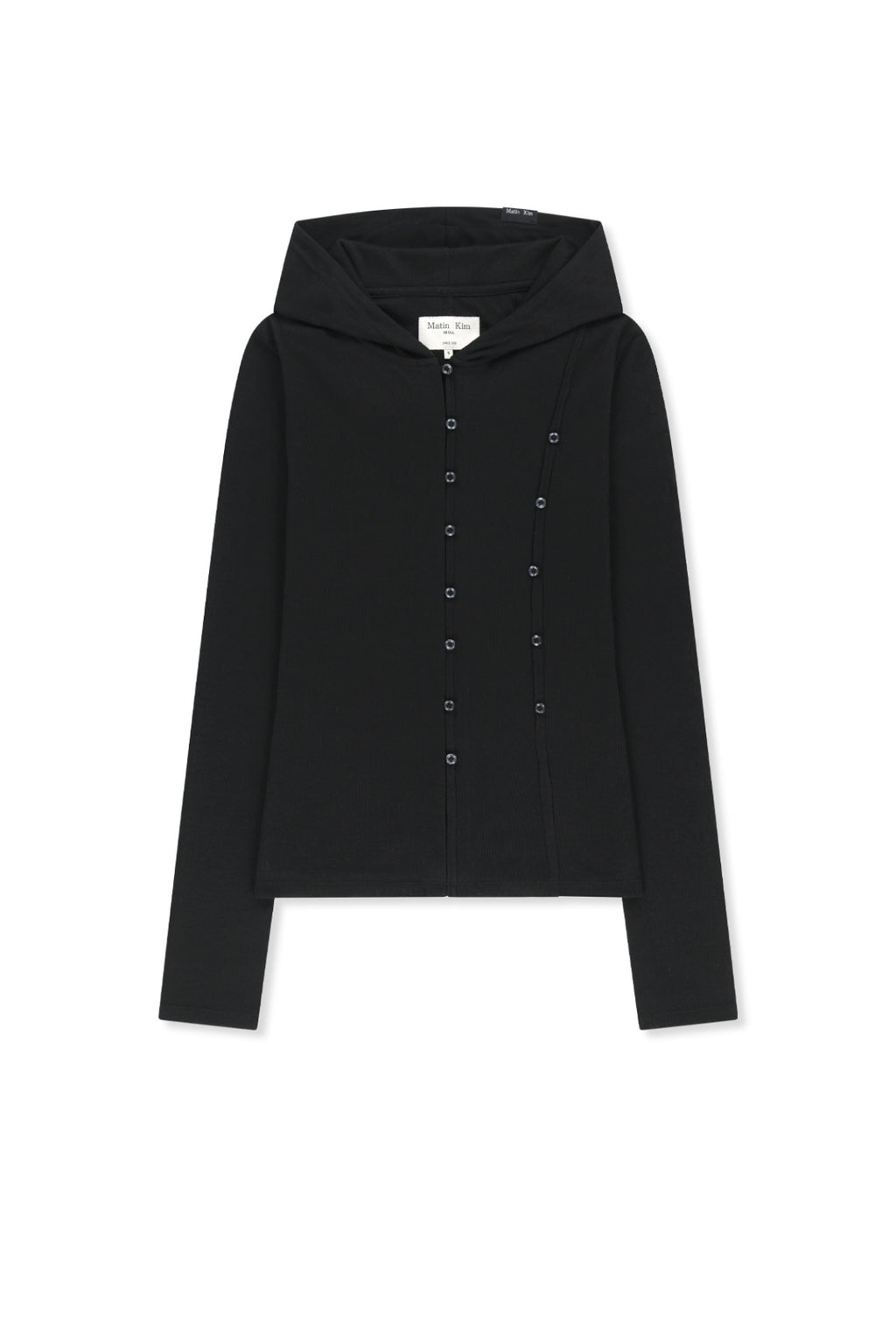 Matin Kim - Double Layer Button Hood Top (Black) product image 1 | TRAB K-Fashion Australia
