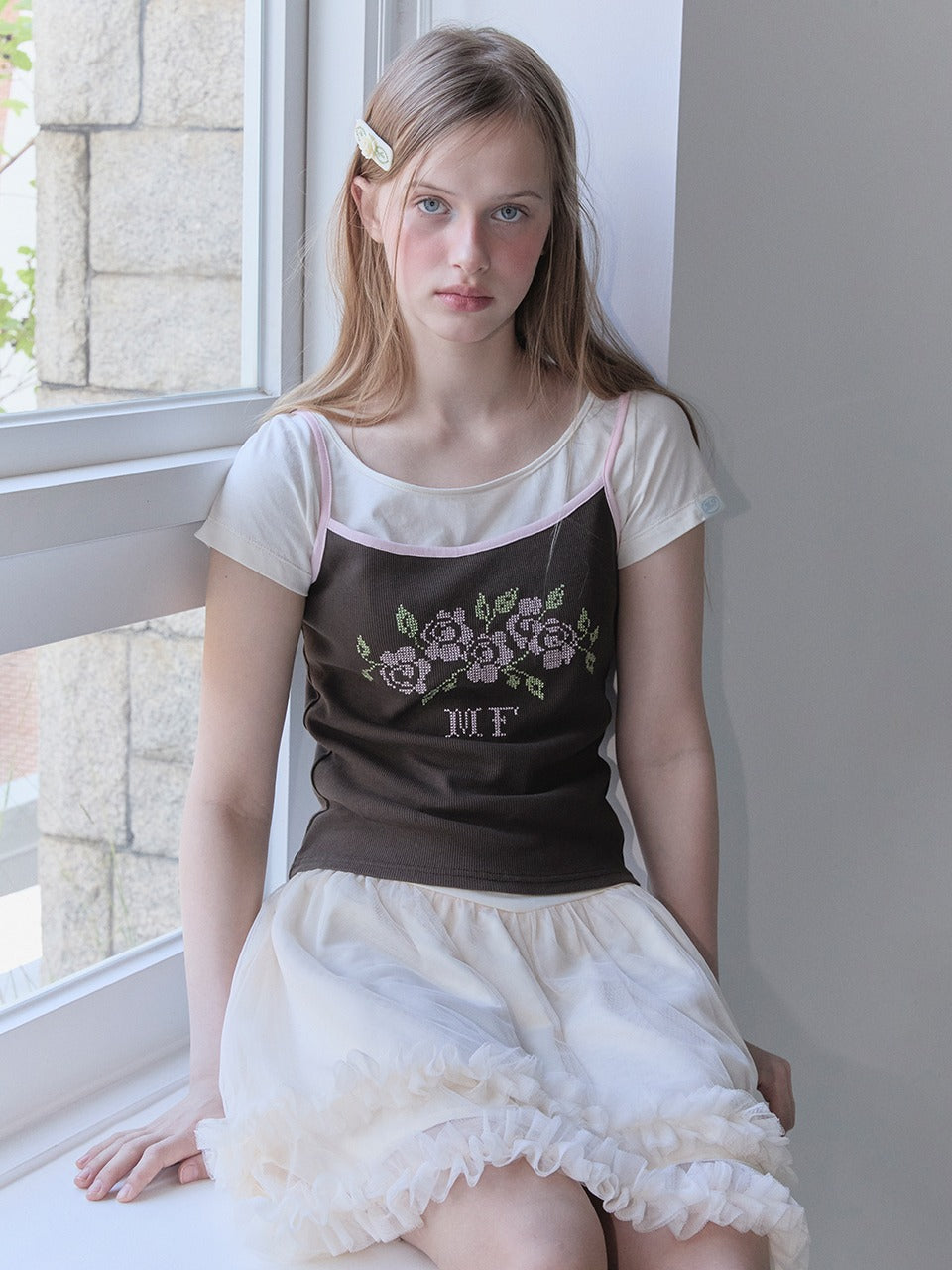 Margarin Fingers - Boat Shirring T-Shirt (Cream) product image 1 | TRAB K-Fashion Australia