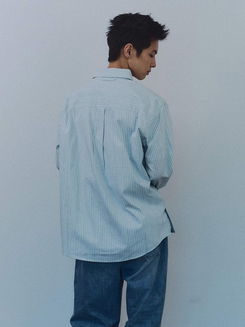 Kijun - Natural Stripe Button Down Shirt (Blue) product image 2 | TRAB K-Fashion Australia