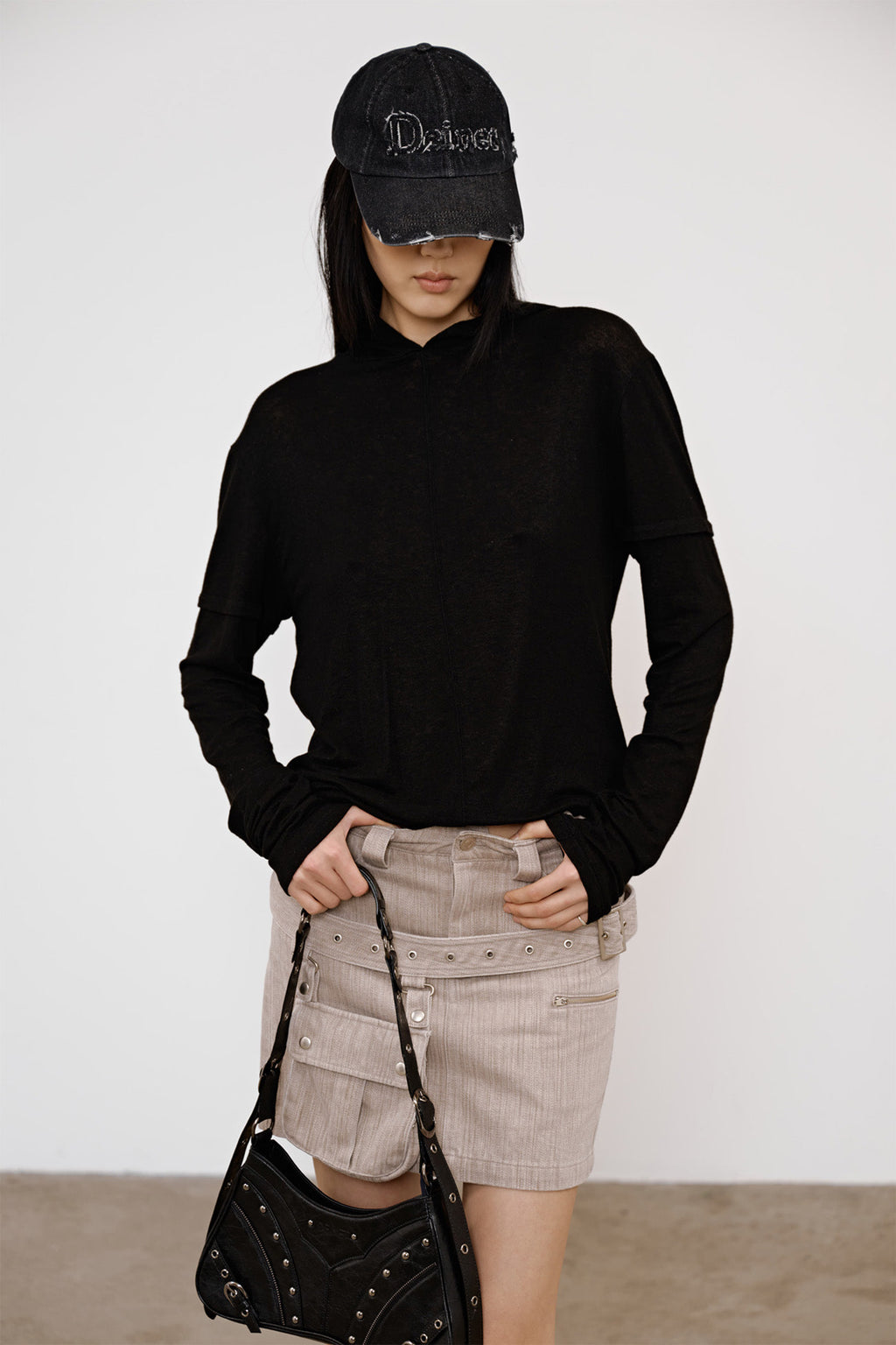 Deinet - Fake Hood Long Sleeve (Black) product image 7 | TRAB K-Fashion Australia