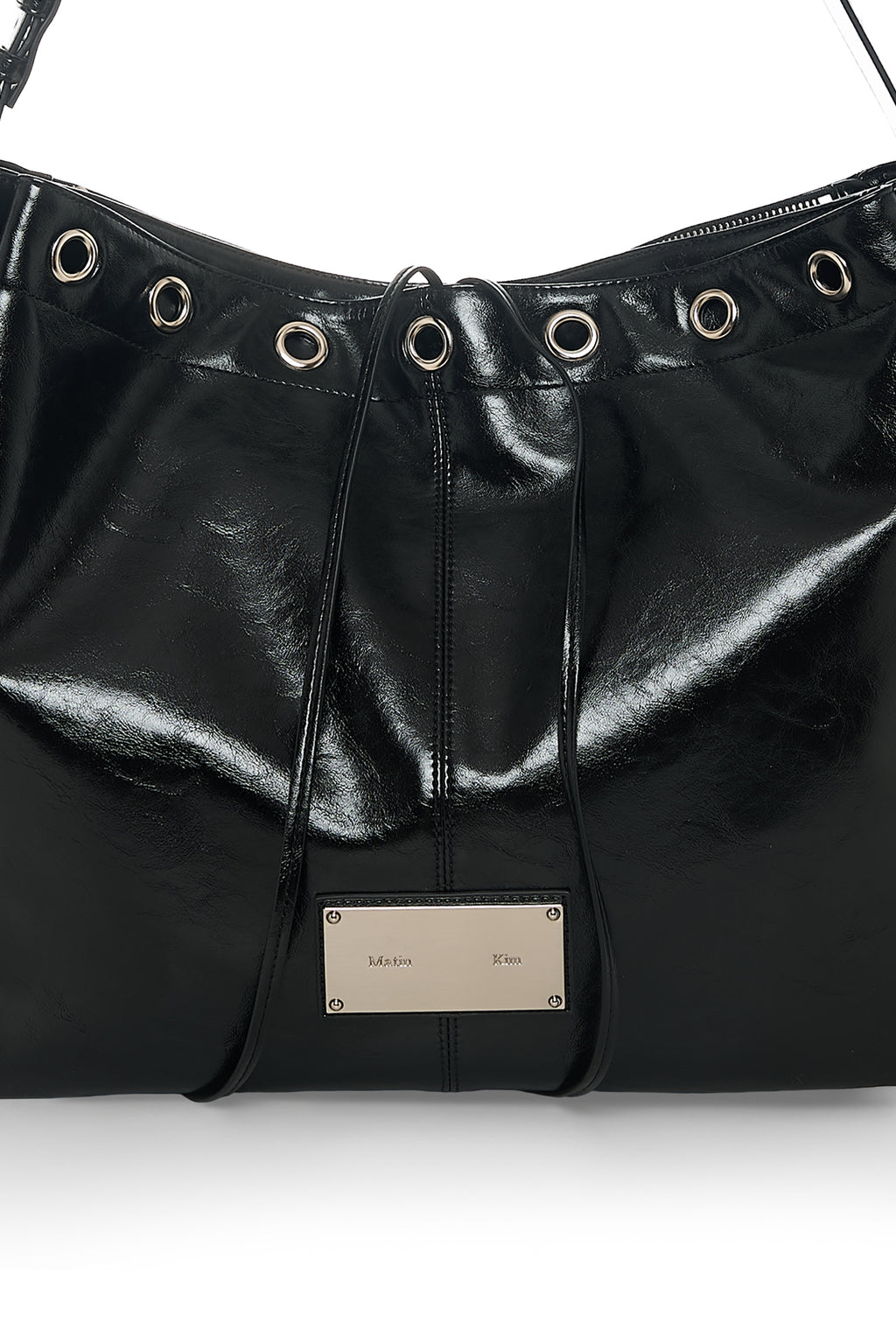 Matin Kim - Matin Eyelet Point Layered Big Shoulder Bag (Black) product image 5 | TRAB K-Fashion Australia