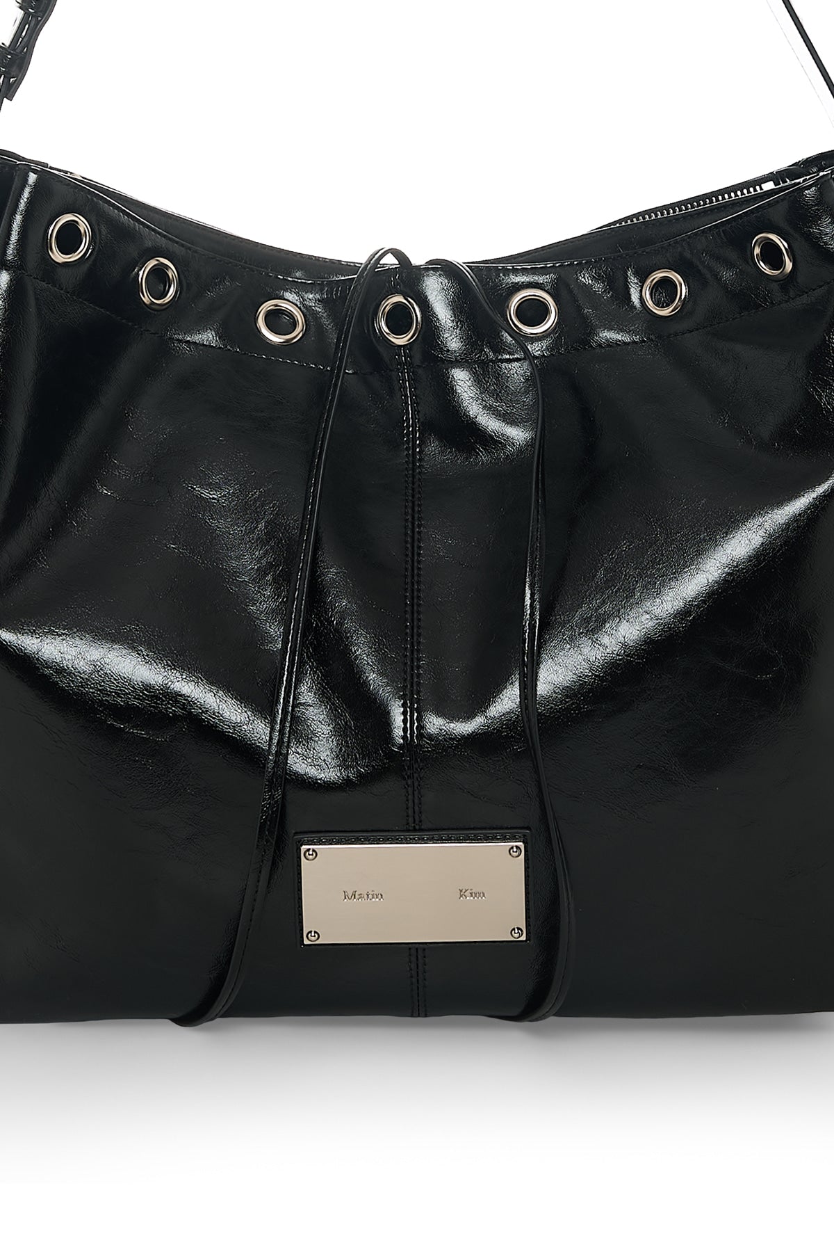 Matin Kim - Matin Eyelet Point Layered Big Shoulder Bag (Black) product image 5 | TRAB K-Fashion Australia
