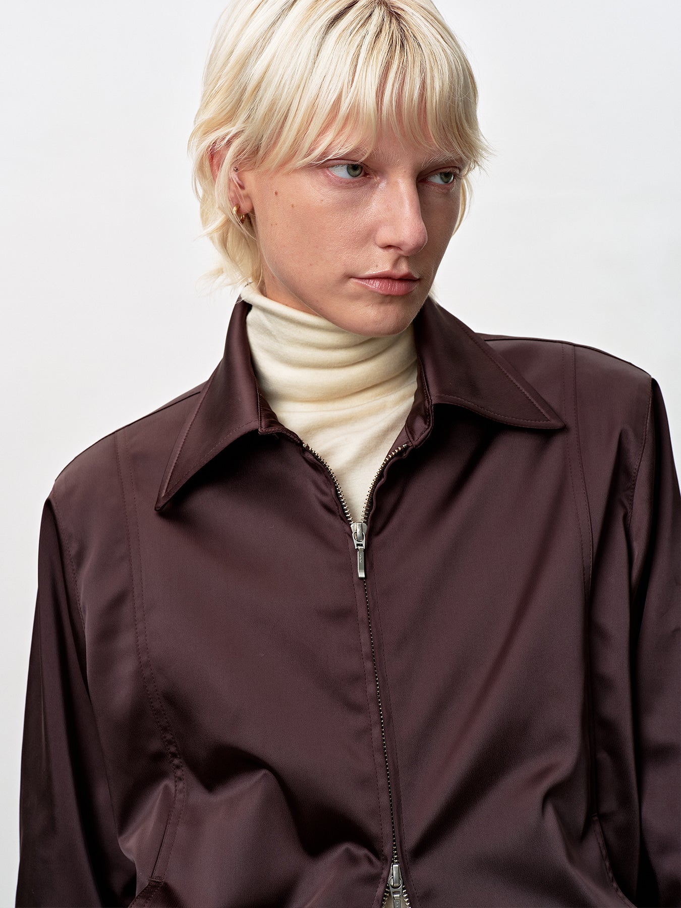 Tonywack - Silky Zippered Blouson Jacket (Brown) product image 8 | TRAB K-Fashion Australia