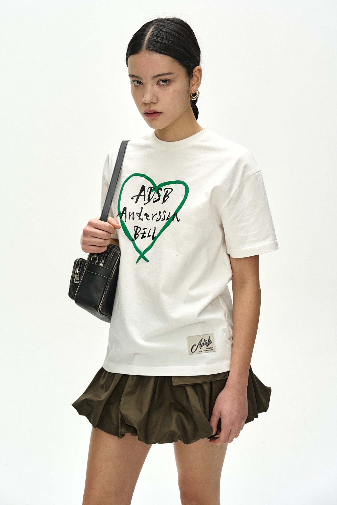Andersson Bell - Unisex Heart Kelly Logo T-Shirt (White/Green) product image 1 | TRAB K-Fashion Australia