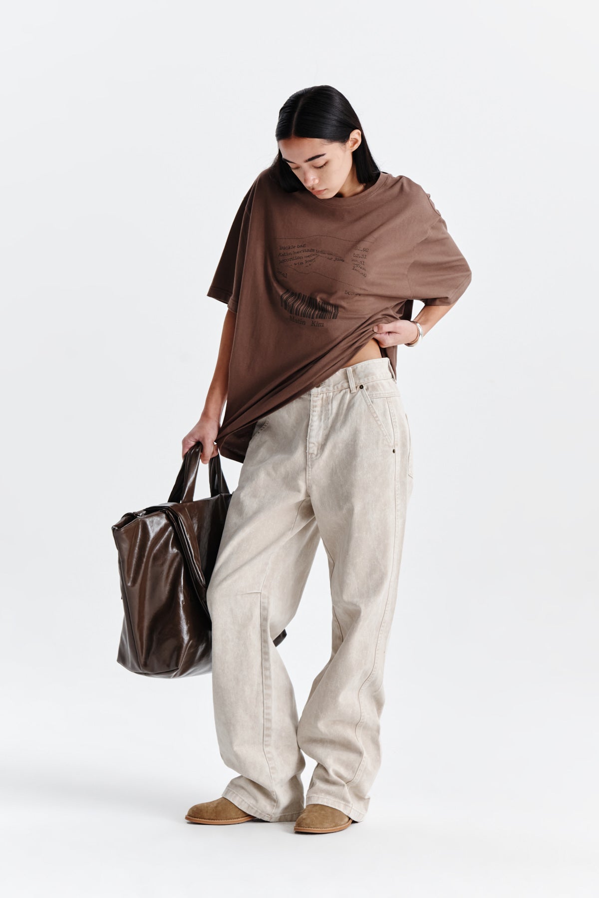 Matin Kim - Side Point Color Denim Pants (Beige) product image 9 | TRAB K-Fashion Australia