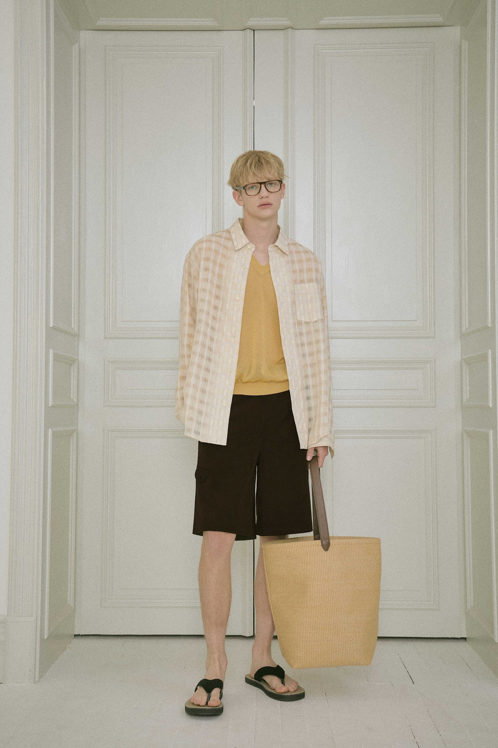 STU - Comfortable Check Shirt (Beige) product image 7 | TRAB K-Fashion Australia